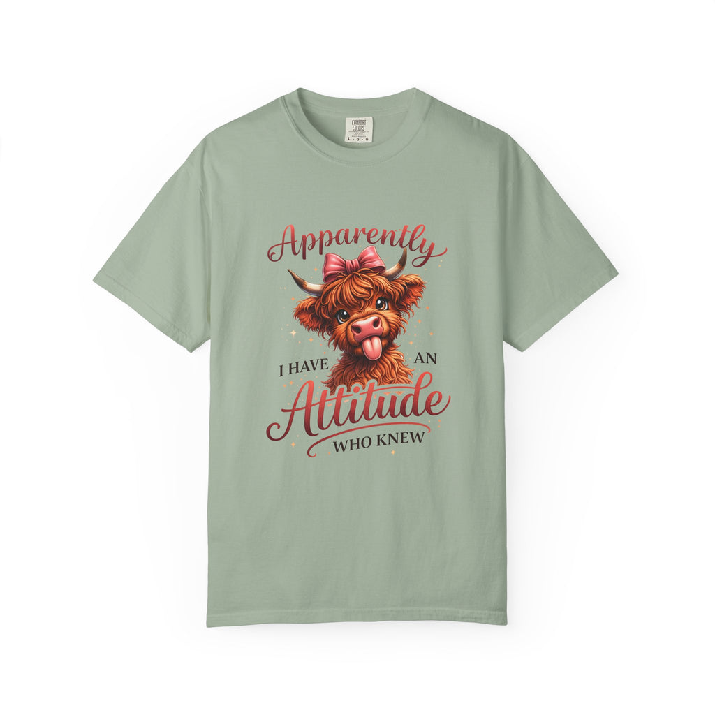 Attitude Cow T-Shirt — "Apparently I Have an Attitude, Who Knew" Cute Farm Animal Graphic Tee