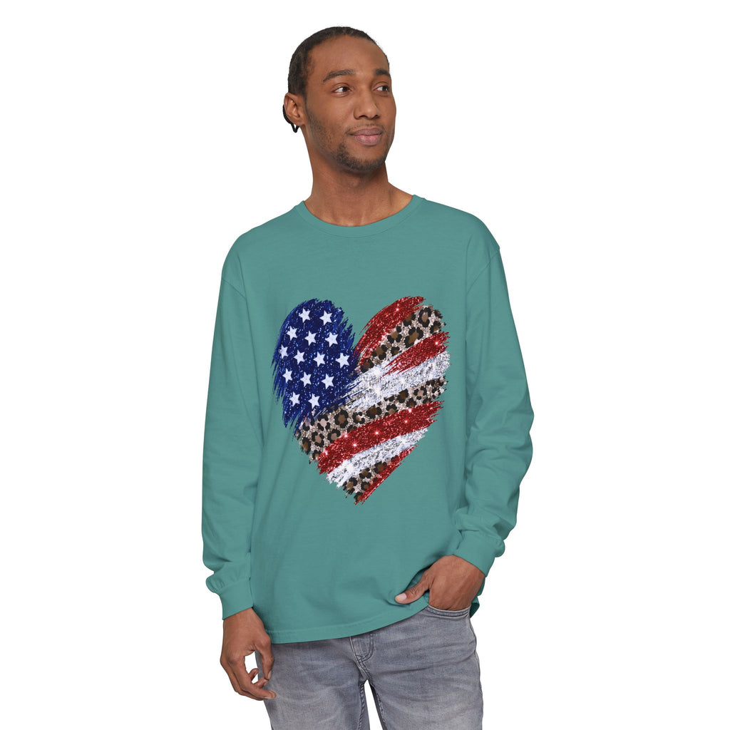 American Leopard Heart Long Sleeve Tee