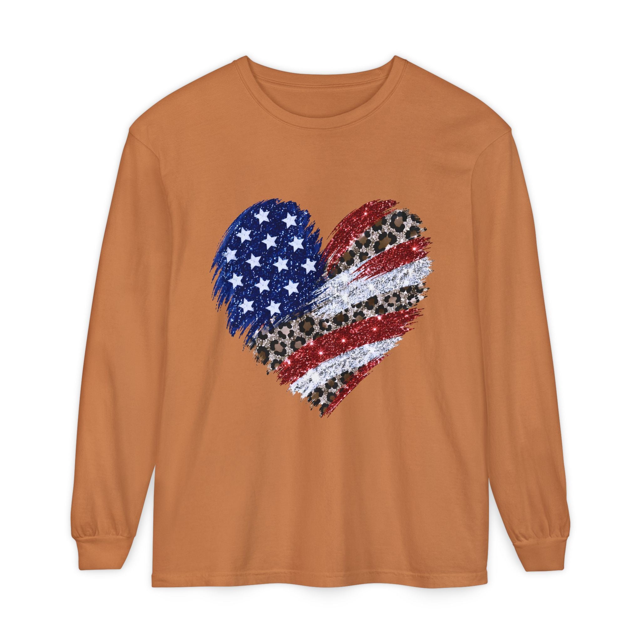 American Leopard Heart Long Sleeve Tee