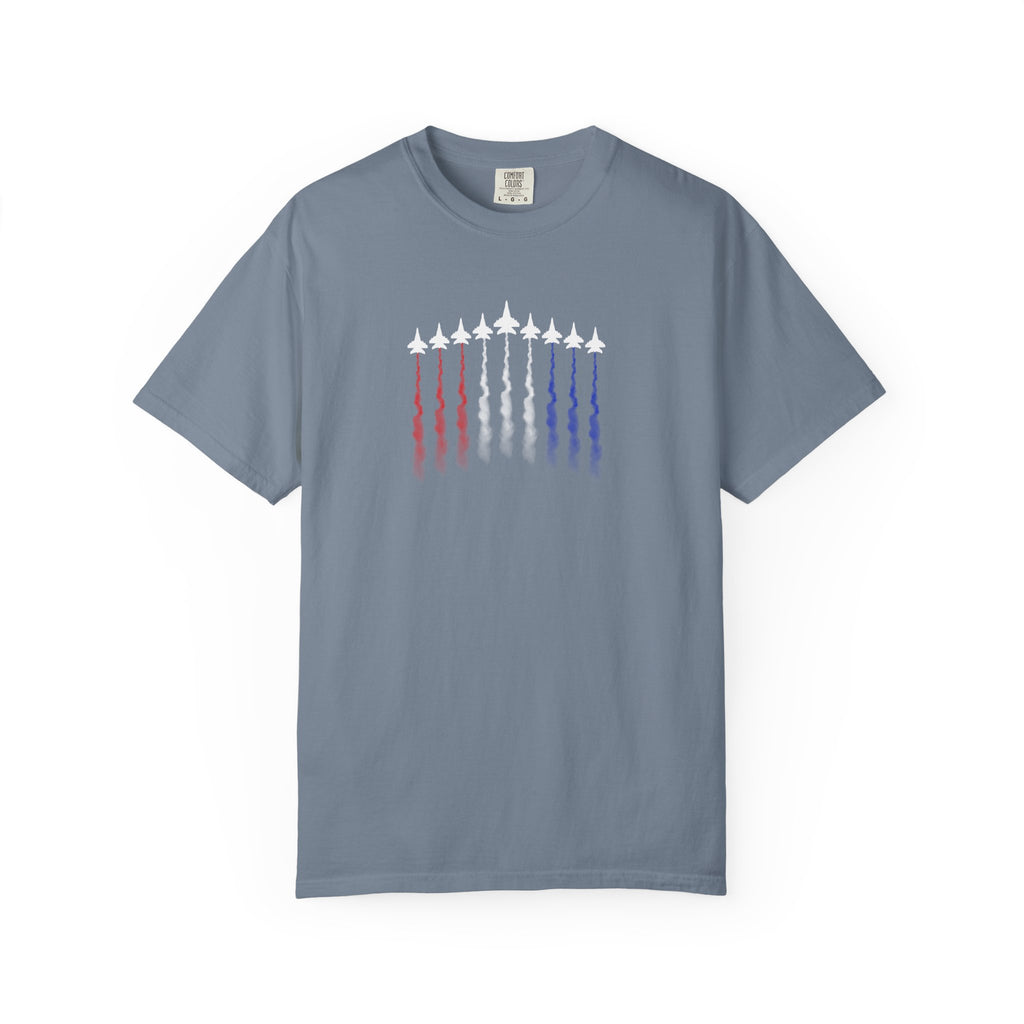 Patriotic Fighter Jets Tee | Red White Blue Jet Trails T-shirt