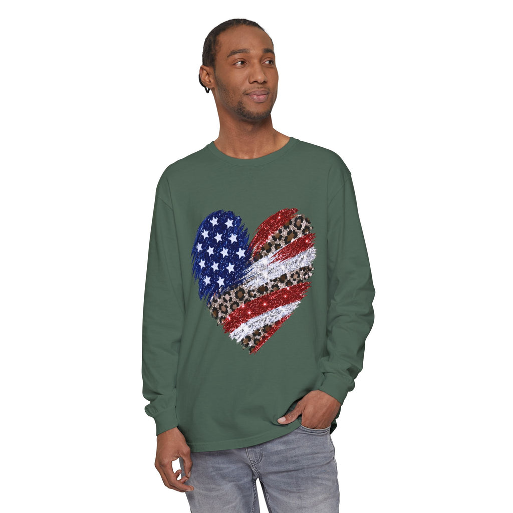 American Leopard Heart Long Sleeve Tee