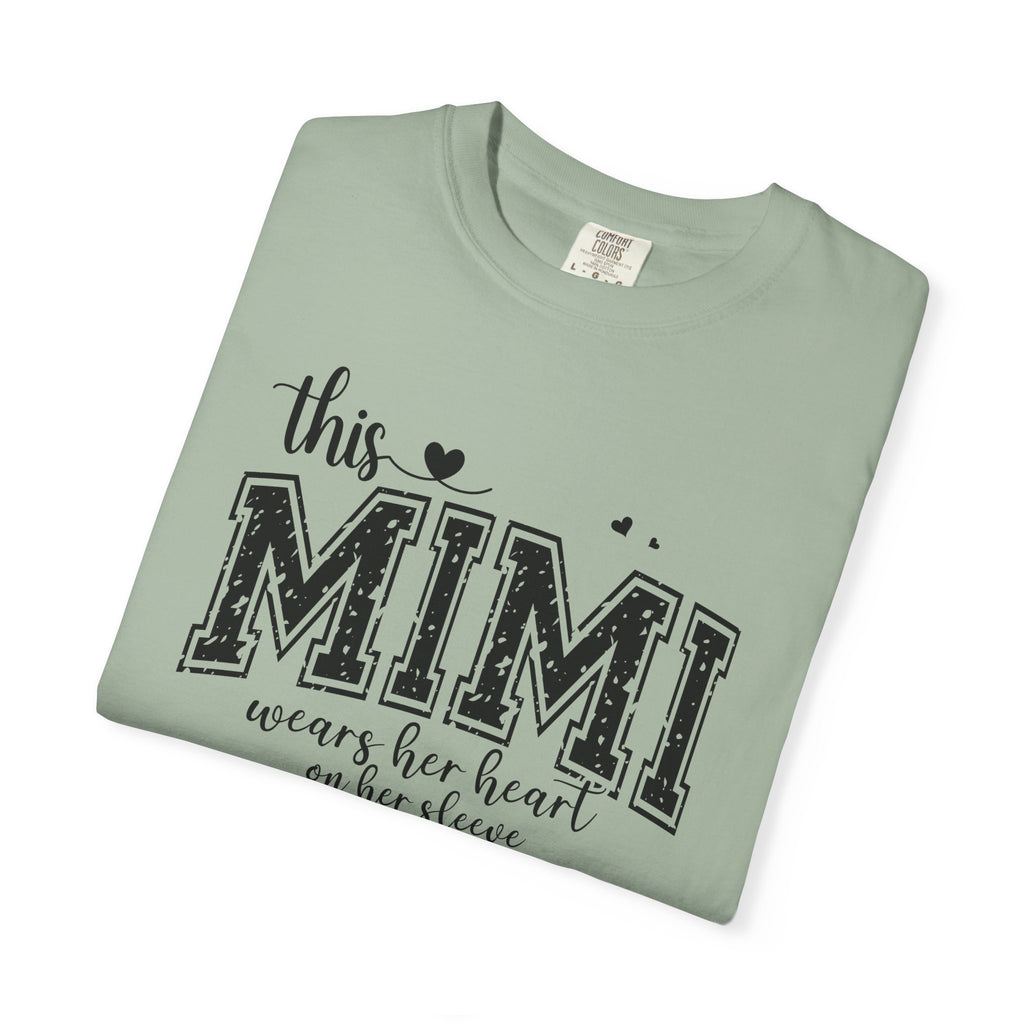 This Mimi T-Shirt — "This MIMI Wears Her Heart on Her Sleeve" Grandmother Gift Tee