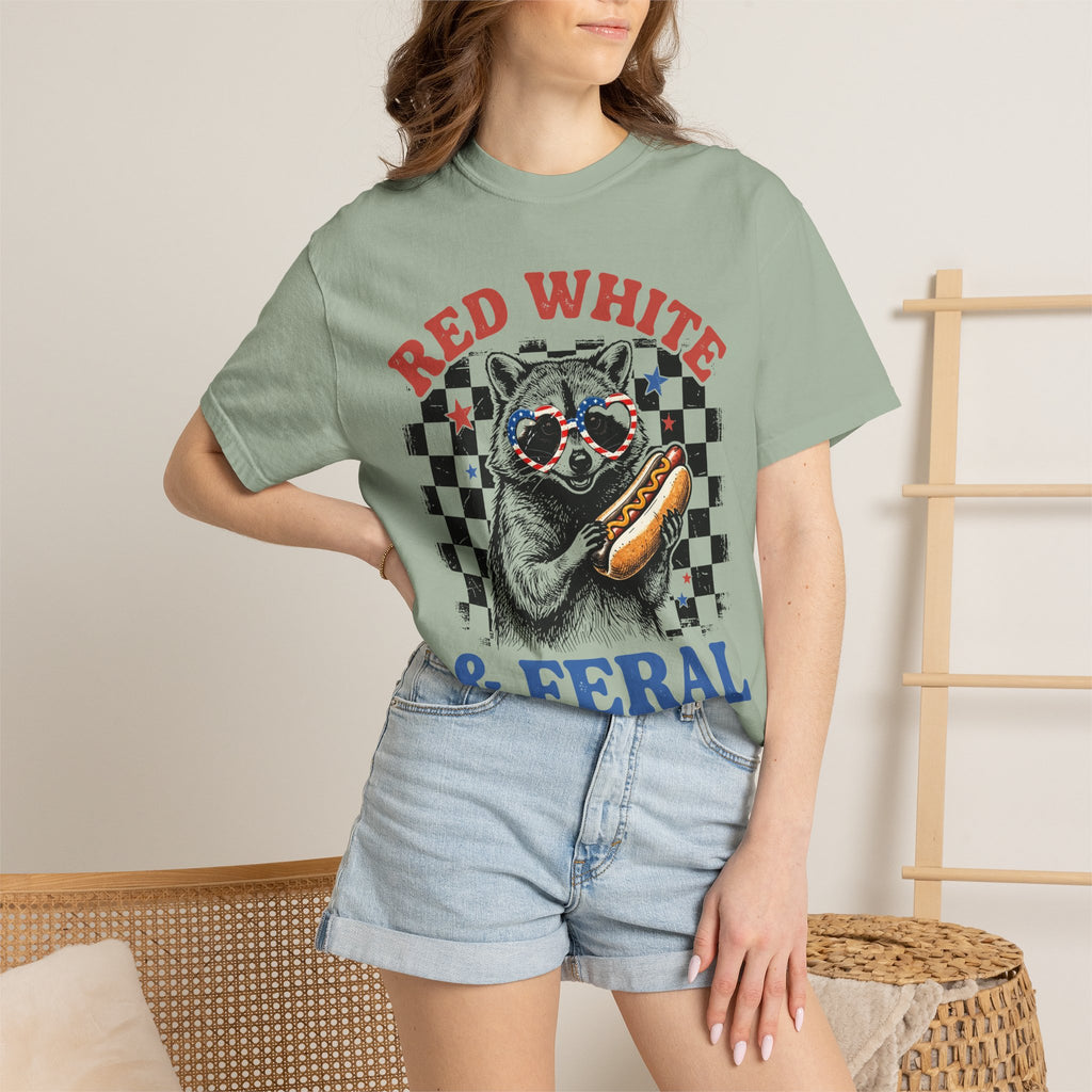 Red White & Feral Raccoon T-Shirt