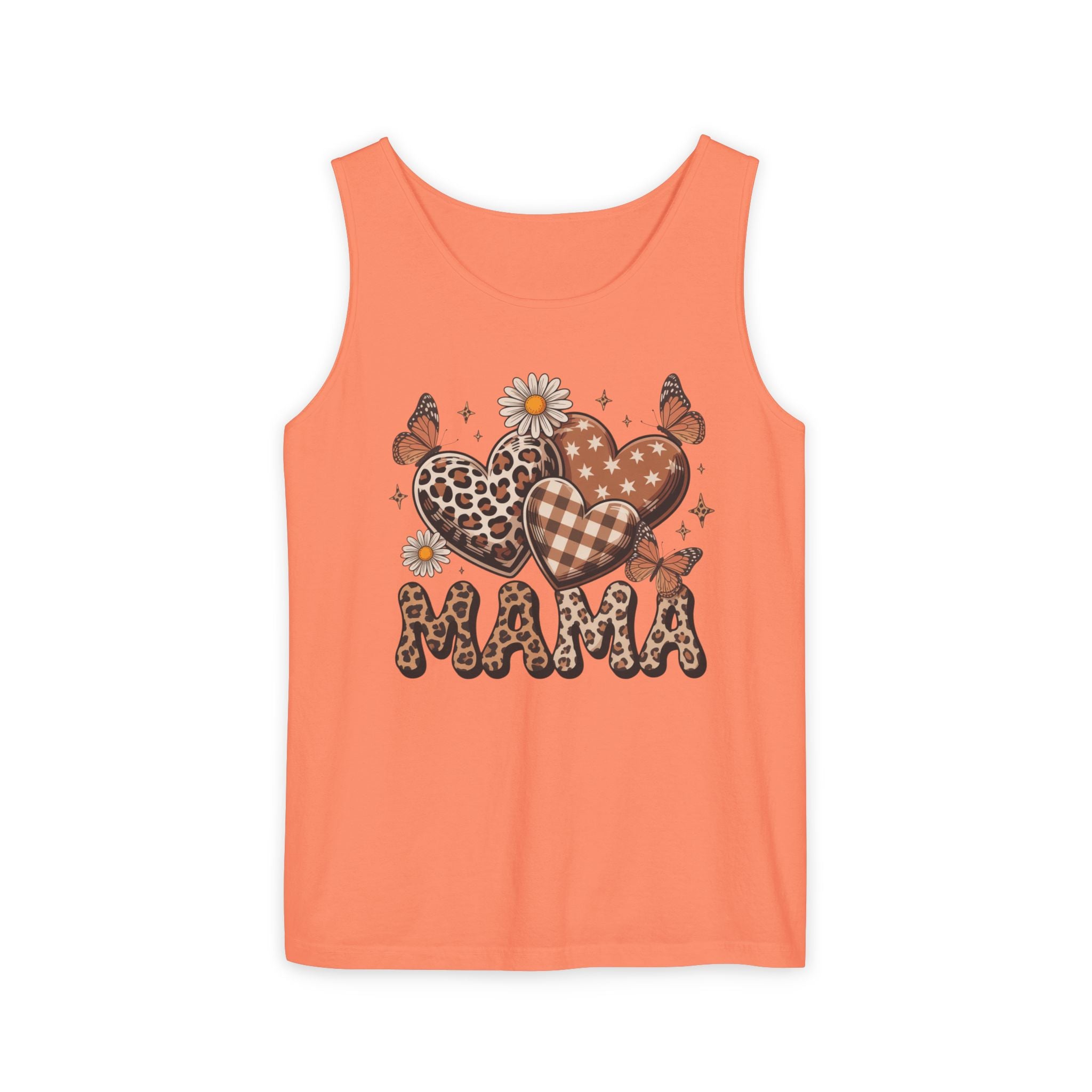 Mama Heart Tank Top — Boho Leopard Plaid Hearts & Daisies