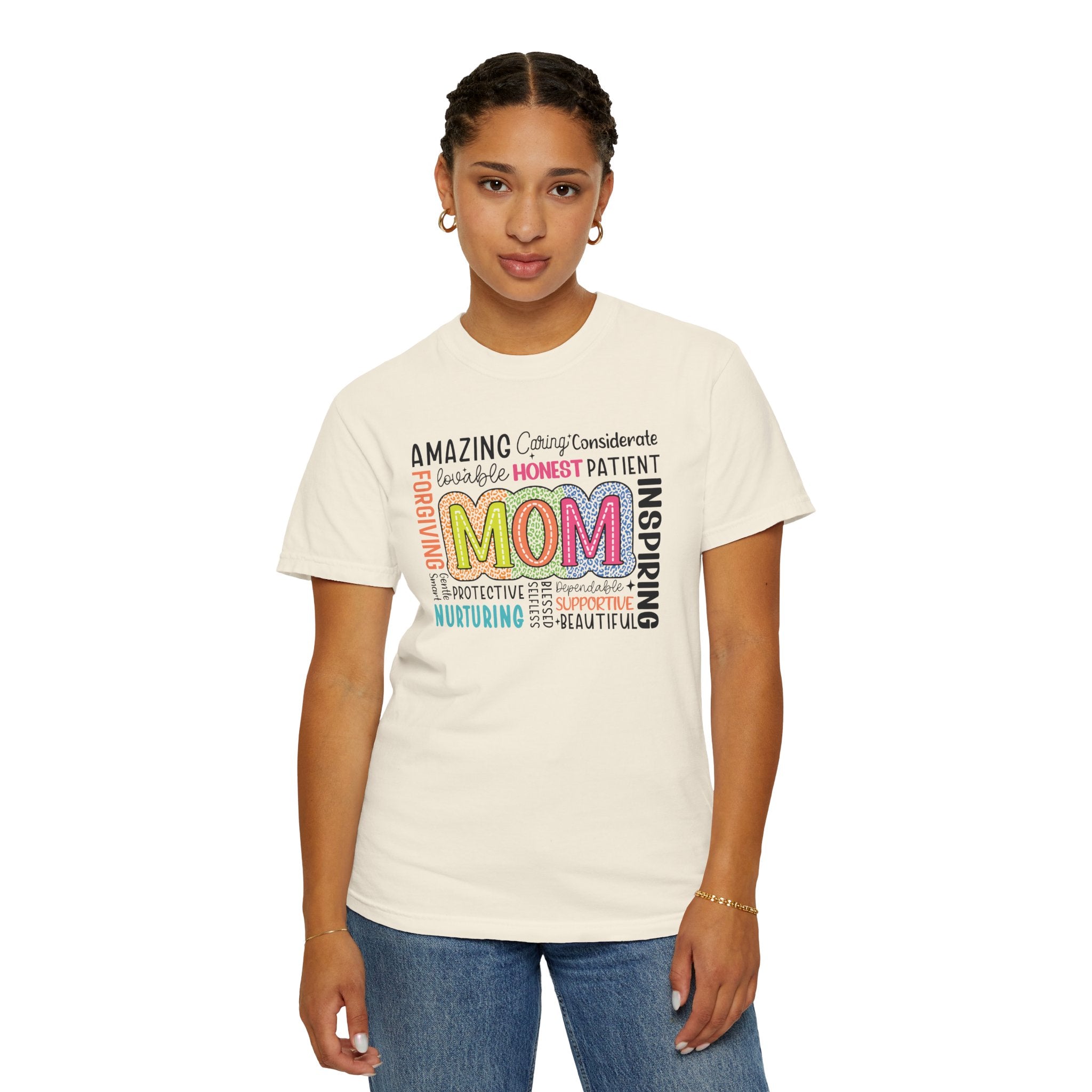 Mom Word Cloud T-Shirt — Colorful "MOM" Appreciation Tee for Mother’s Day & Gifts