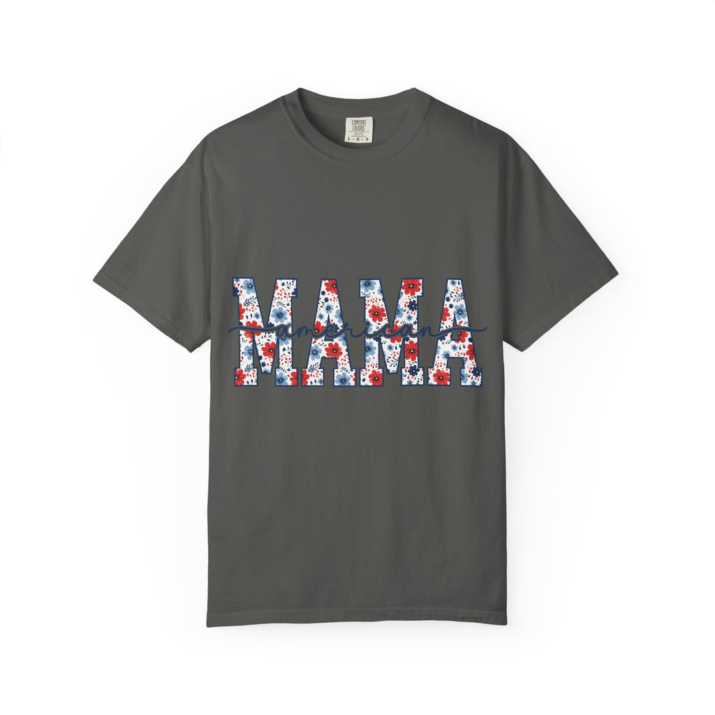 Mama floral letters T-Shirt | Mama text with red and blue flowers