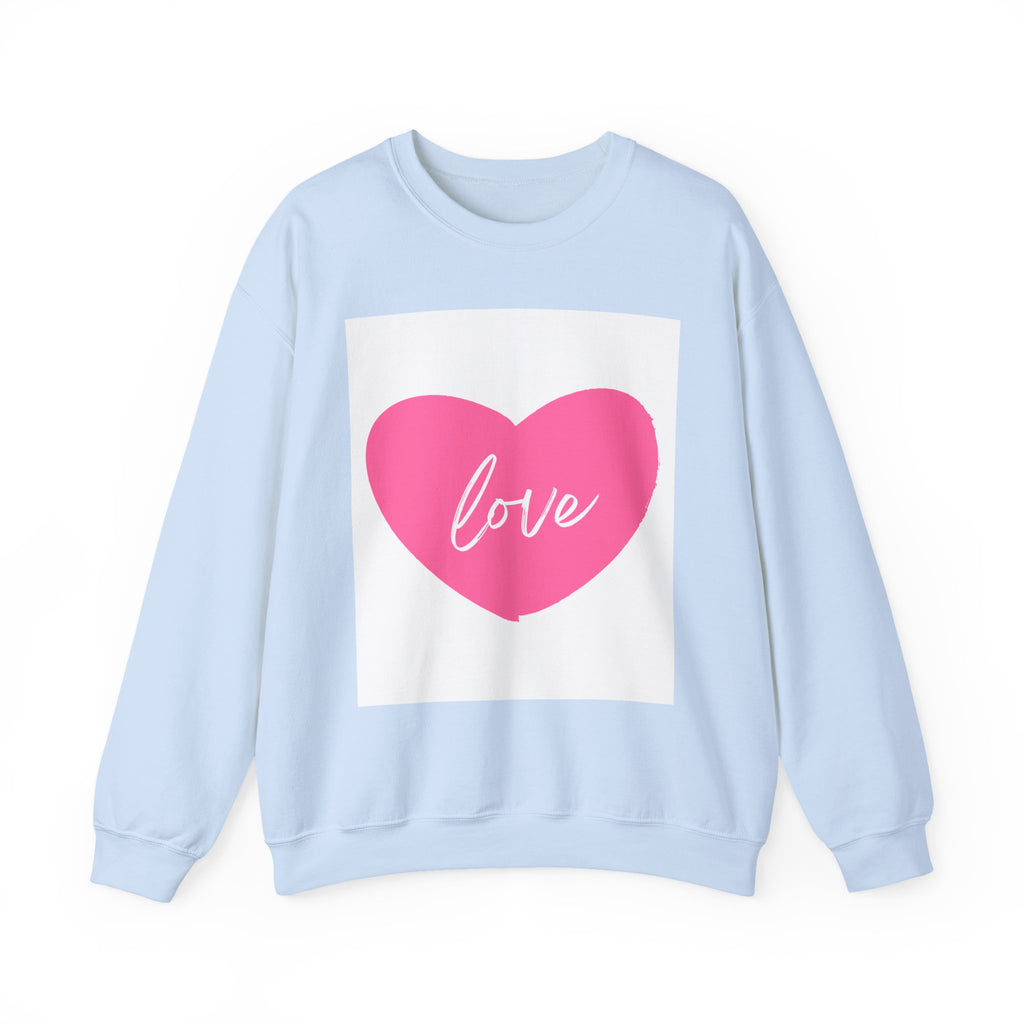 Love Heart Crewneck Sweatshirt – Pink Heart "love" Graphic