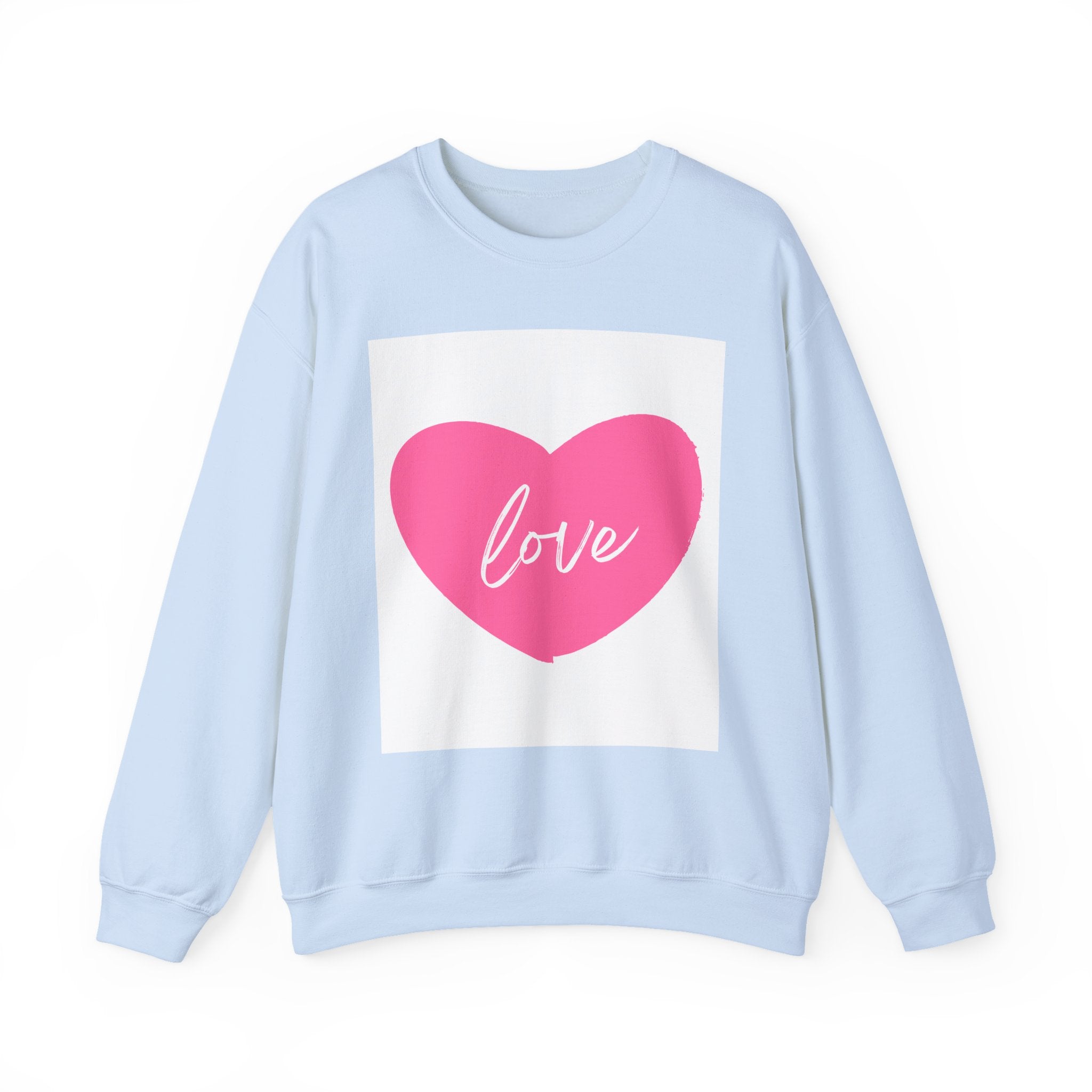 Love Heart Crewneck Sweatshirt – Pink Heart "love" Graphic