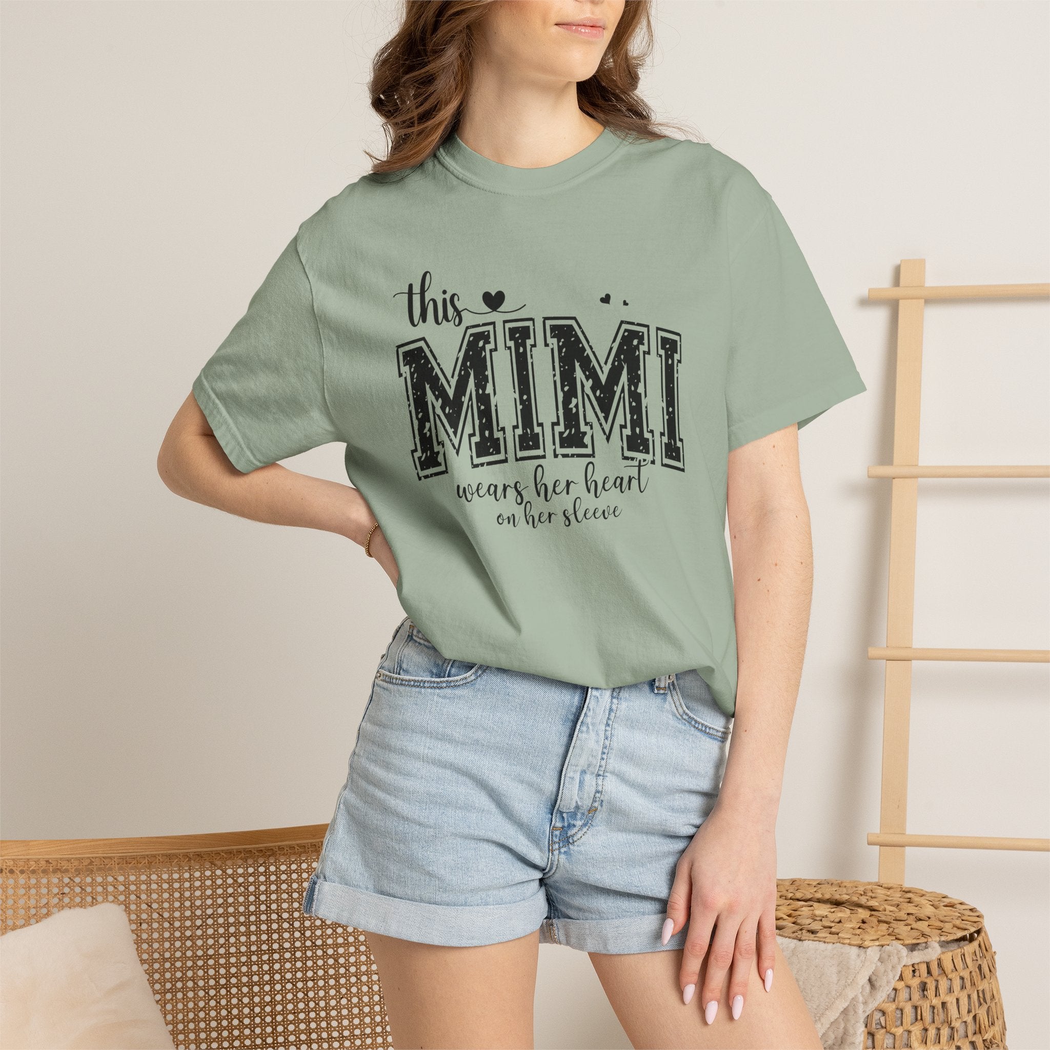 This Mimi T-Shirt — "This MIMI Wears Her Heart on Her Sleeve" Grandmother Gift Tee