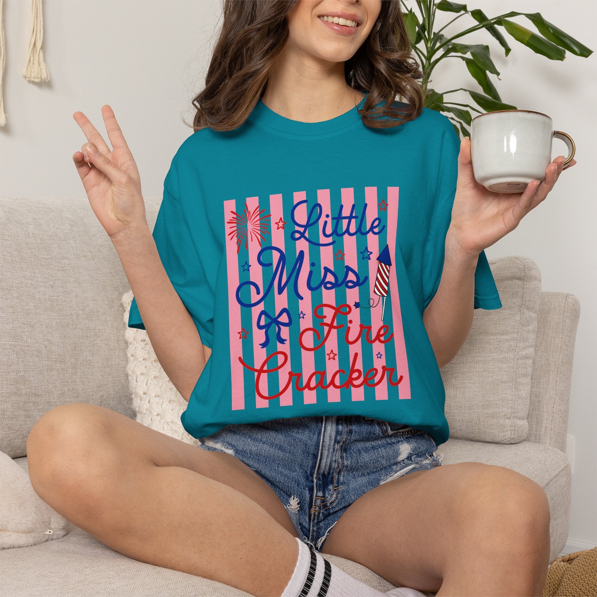 Little Miss Firecracker T-Shirt — Patriotic 4th of July Graphic Tee