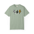 Checkerboard & Leopard Lightning Daycare T-shirt | Gray Garment-Dyed Tee