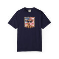 Patriotic Yorkie Puppy American Flag T-Shirt | Leopard Frame