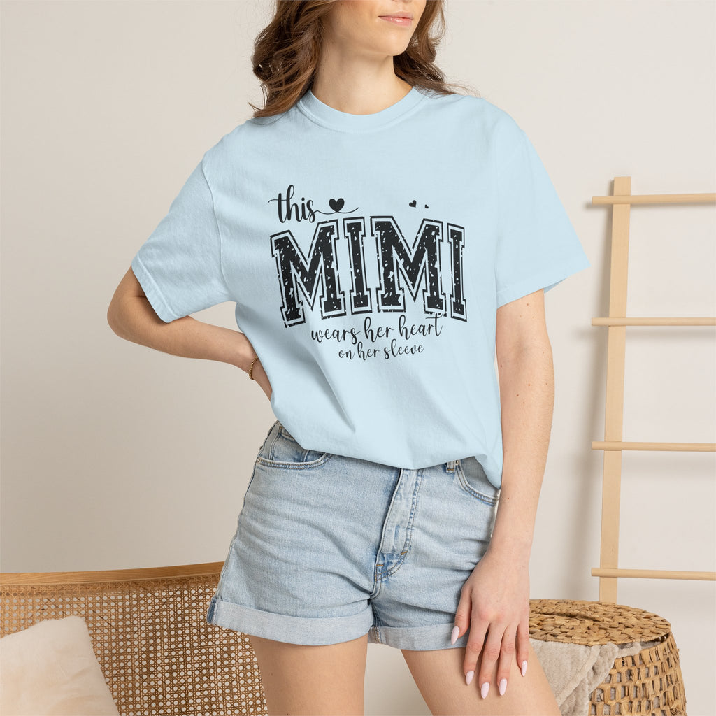 This Mimi T-Shirt — "This MIMI Wears Her Heart on Her Sleeve" Grandmother Gift Tee
