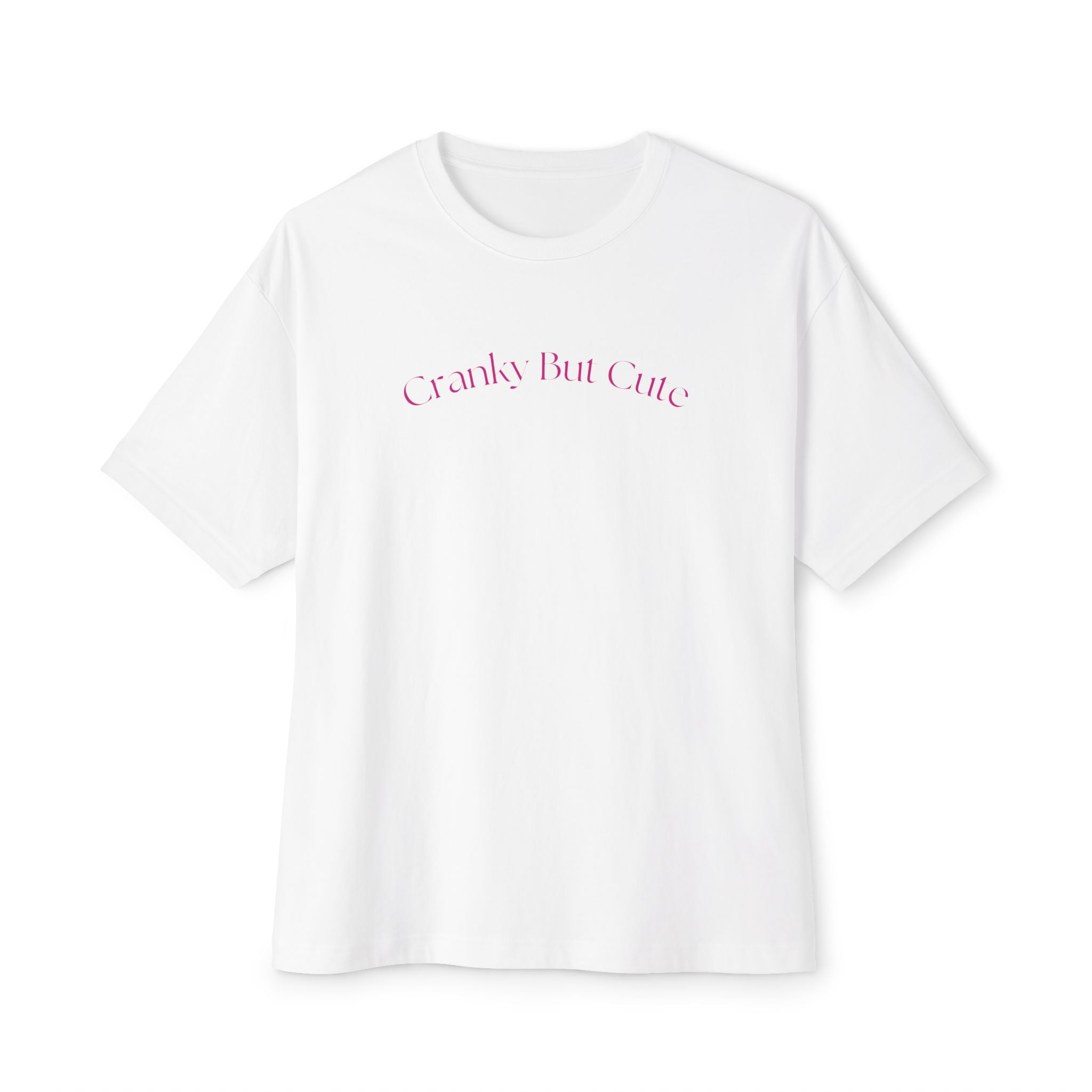Cranky But Cute co. Tee | Boxy White T-Shirt, Minimal Script