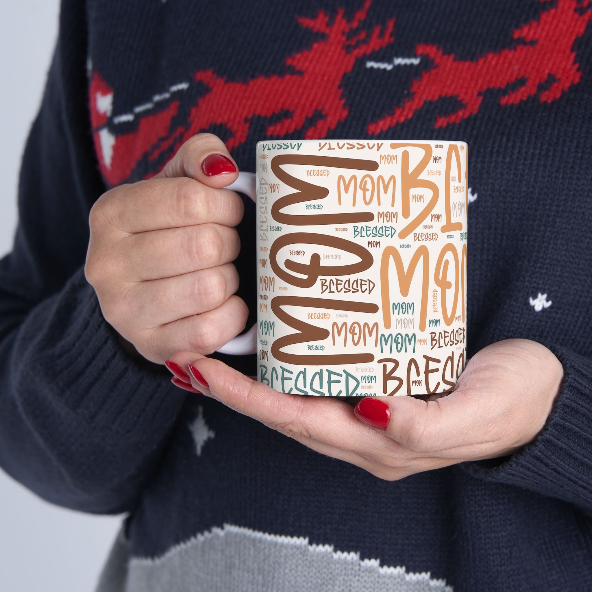Blessed Mom Word Cloud Mug | Ceramic Coffee Cup 11oz 15oz