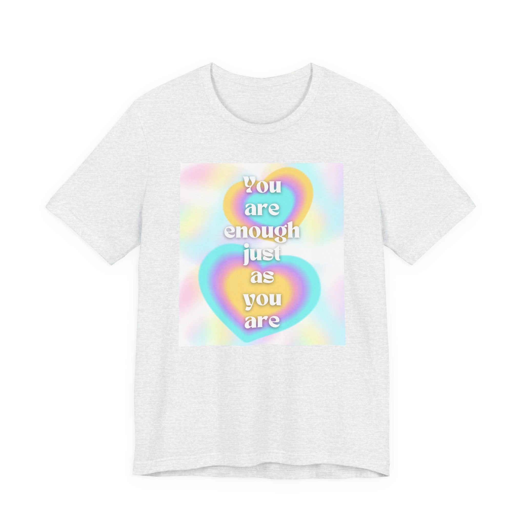You Are Enough Pastel Heart Tee — Affirmation Graphic T-Shirt