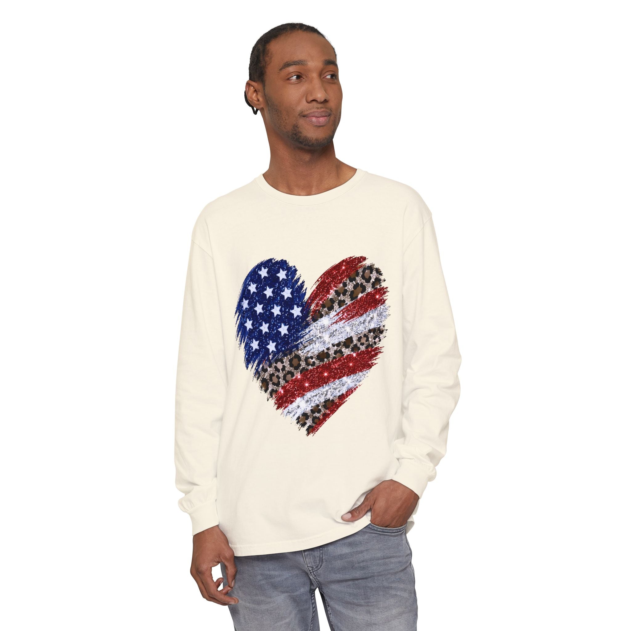 American Leopard Heart Long Sleeve Tee