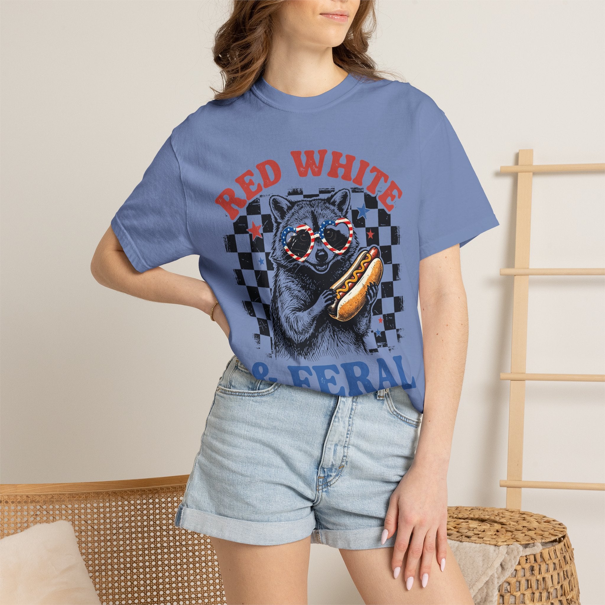 Red White & Feral Raccoon T-Shirt