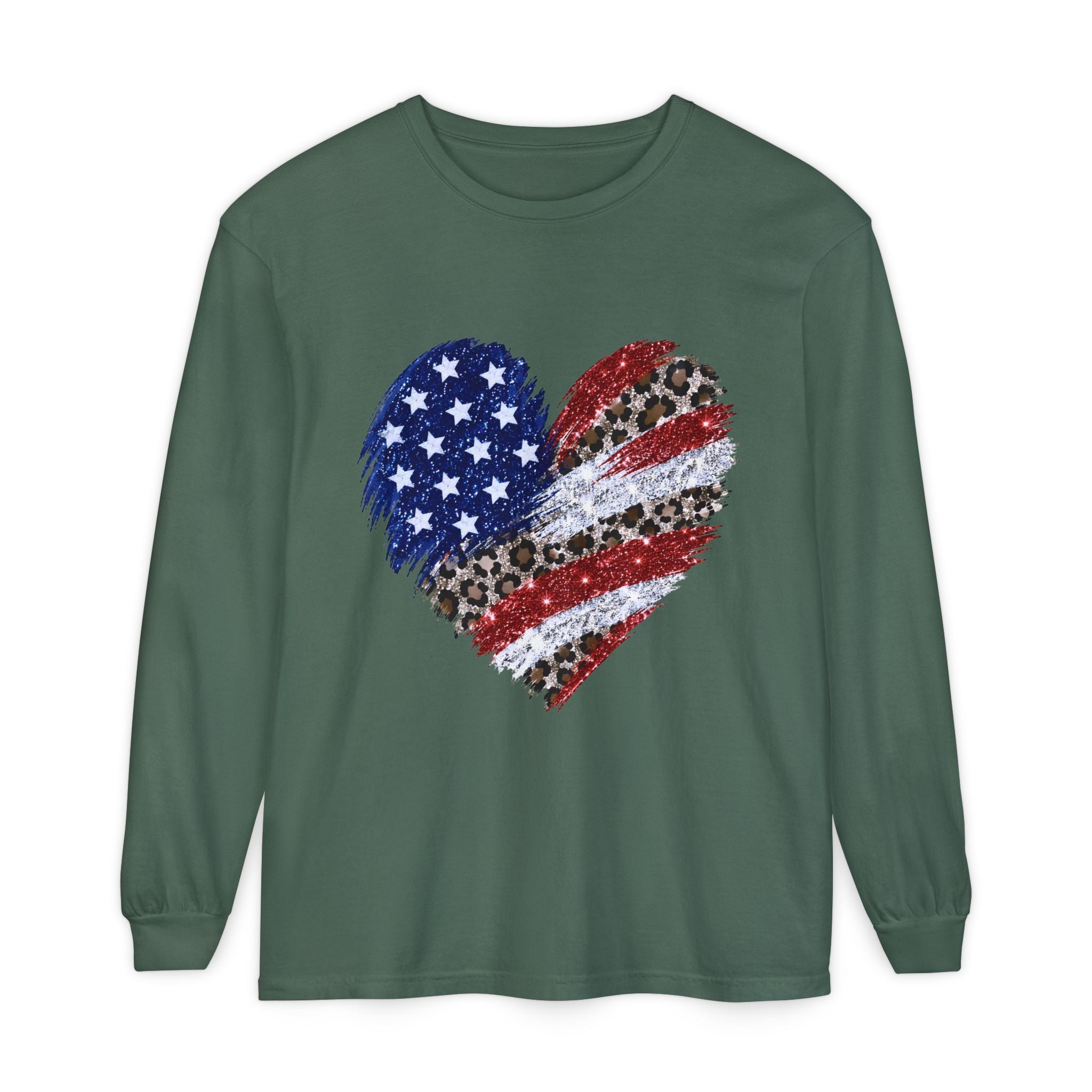 American Leopard Heart Long Sleeve Tee