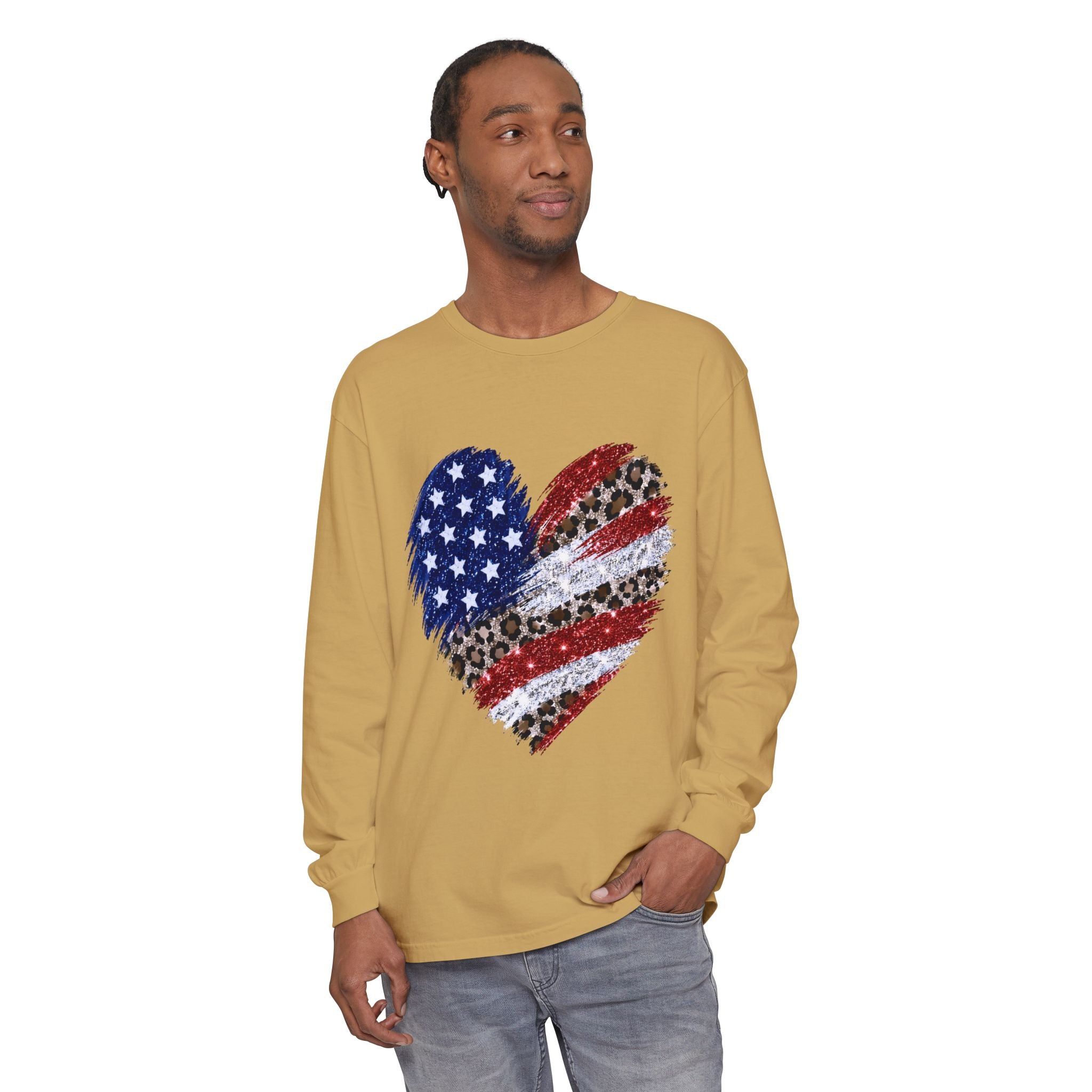American Leopard Heart Long Sleeve Tee