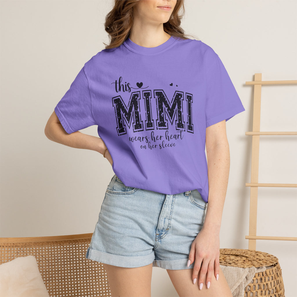 This Mimi T-Shirt — "This MIMI Wears Her Heart on Her Sleeve" Grandmother Gift Tee