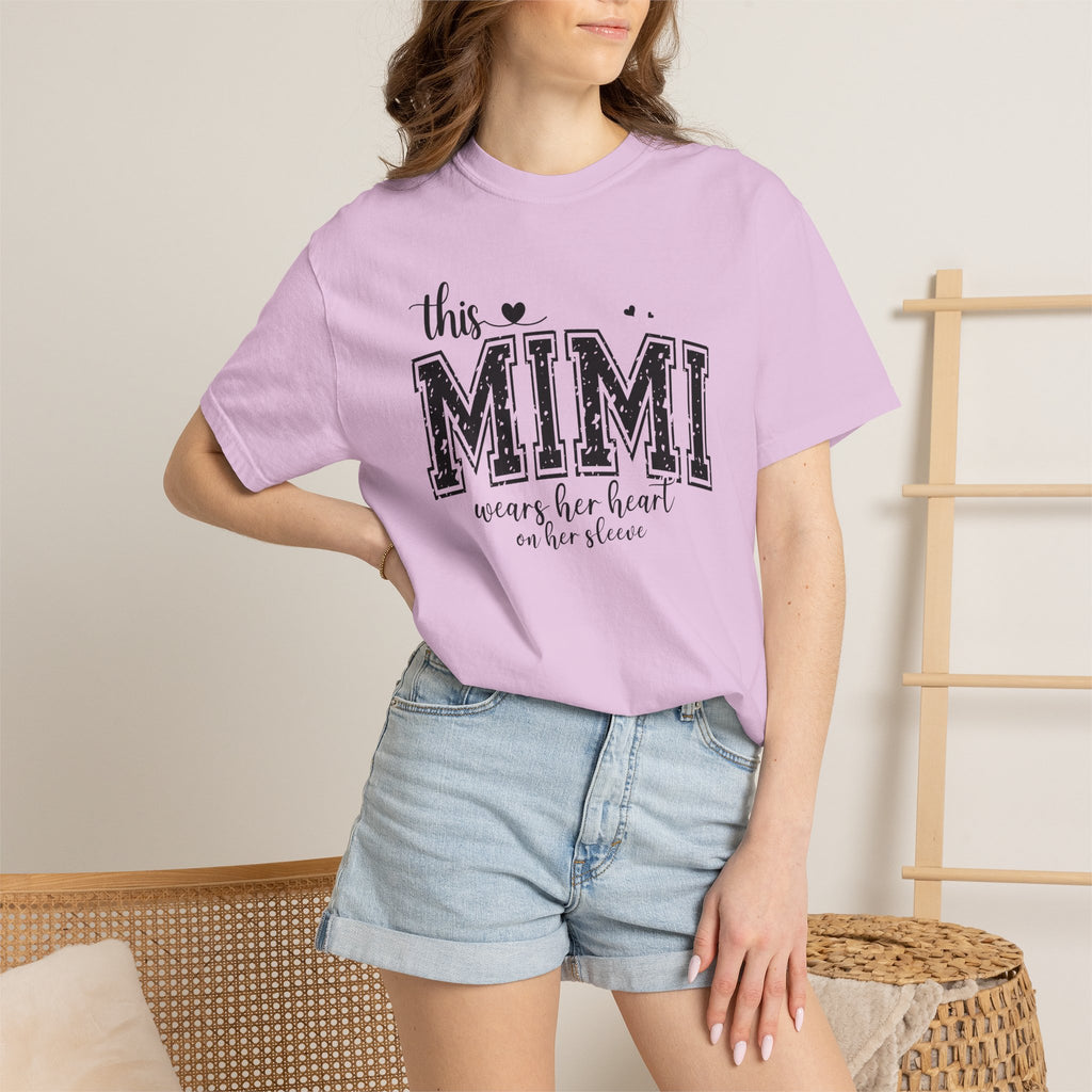 This Mimi T-Shirt — "This MIMI Wears Her Heart on Her Sleeve" Grandmother Gift Tee
