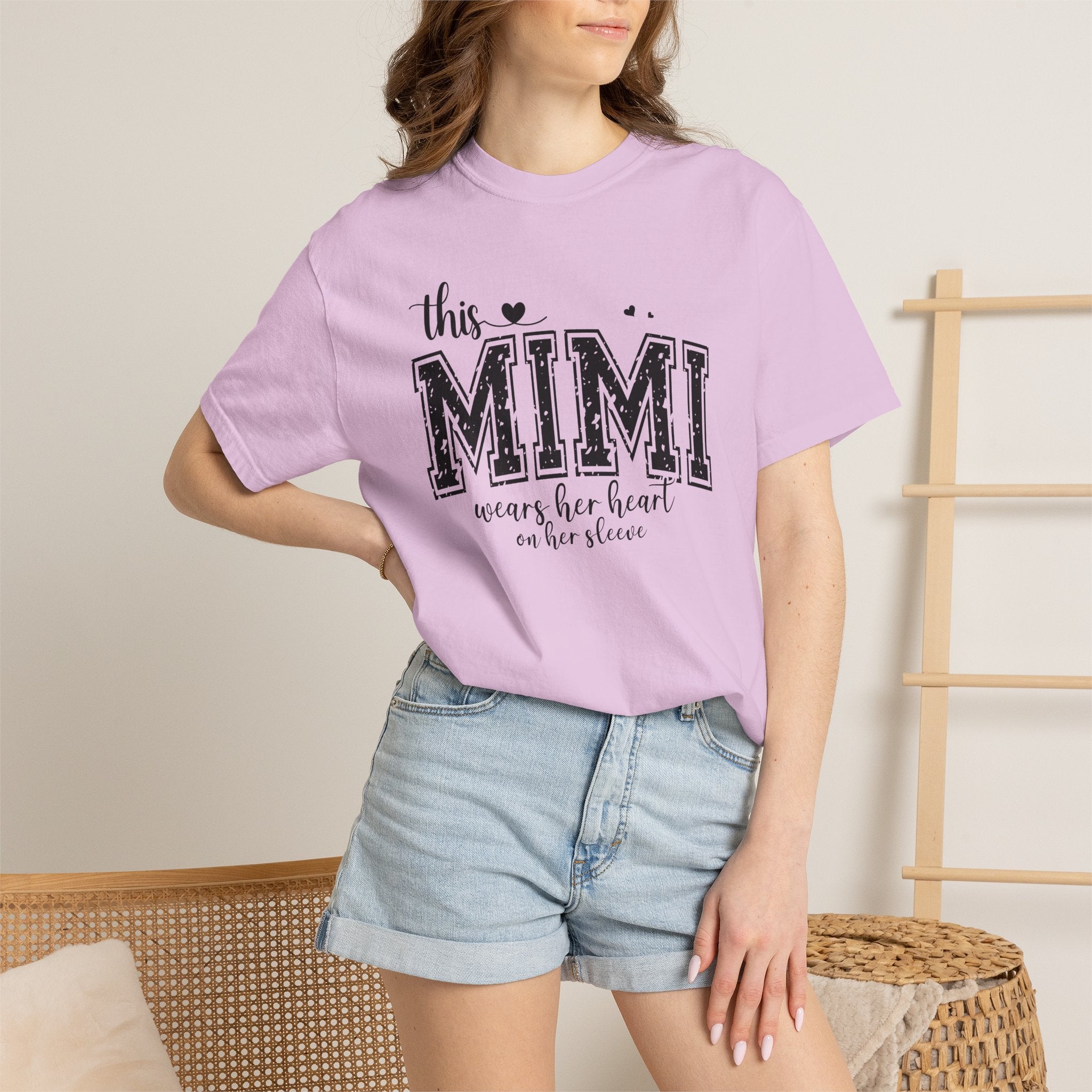 This Mimi T-Shirt — "This MIMI Wears Her Heart on Her Sleeve" Grandmother Gift Tee