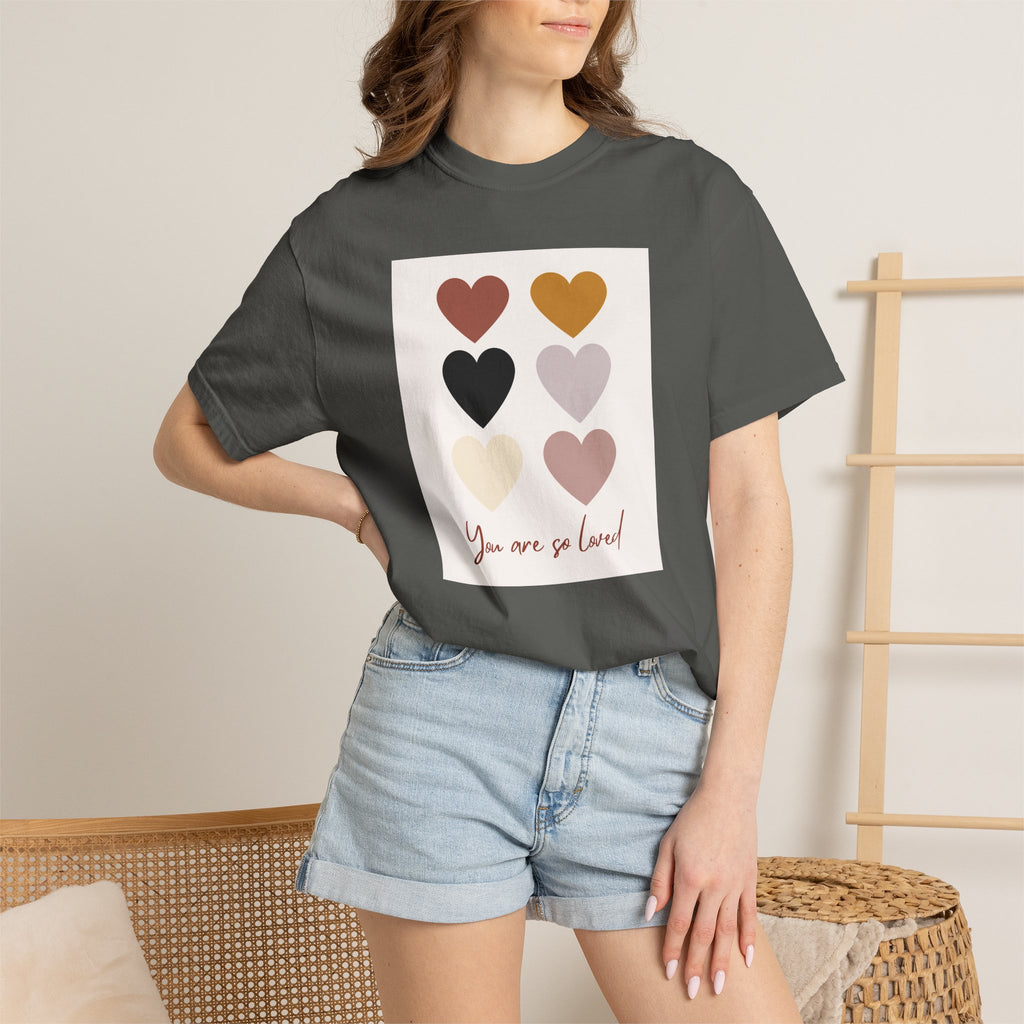 Heart Grid T‑Shirt — “You Are So Loved” Casual Graphic Tee