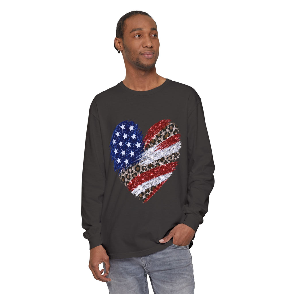 American Leopard Heart Long Sleeve Tee