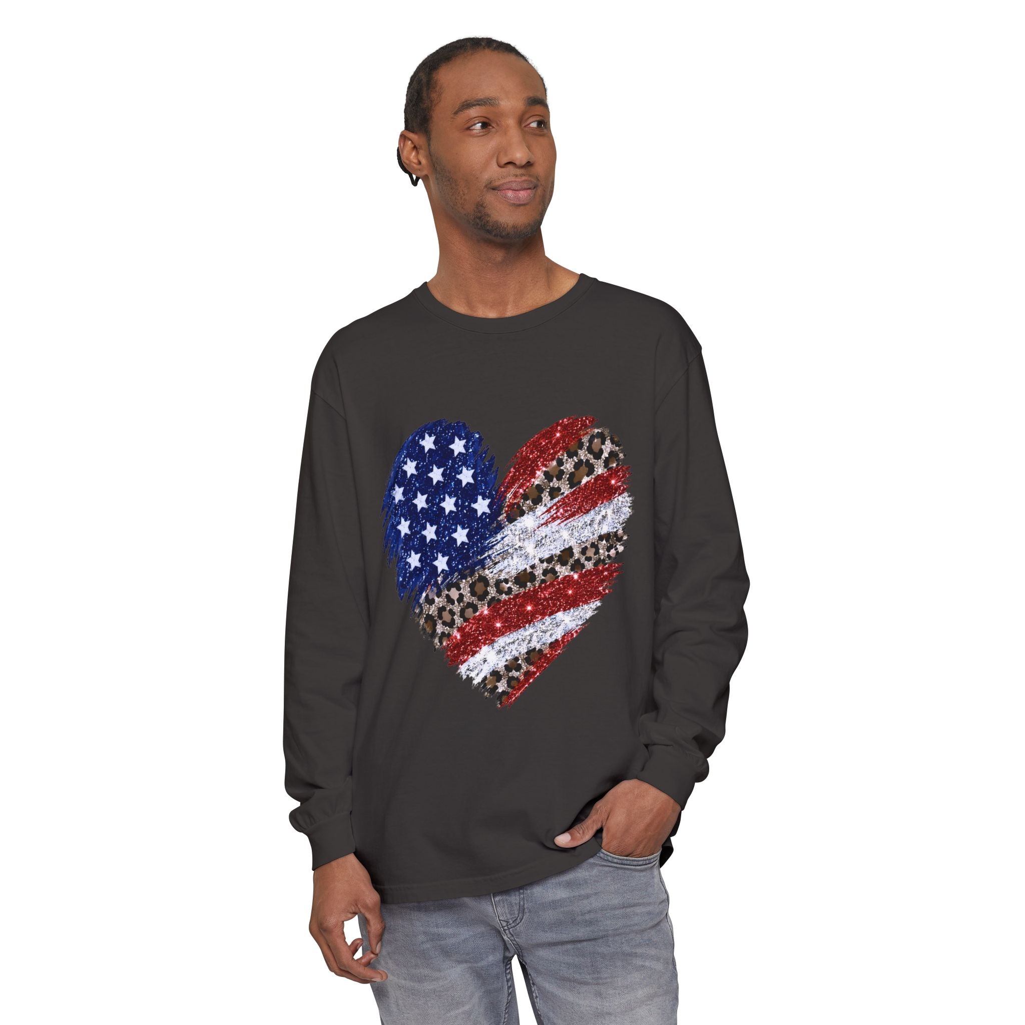 American Leopard Heart Long Sleeve Tee