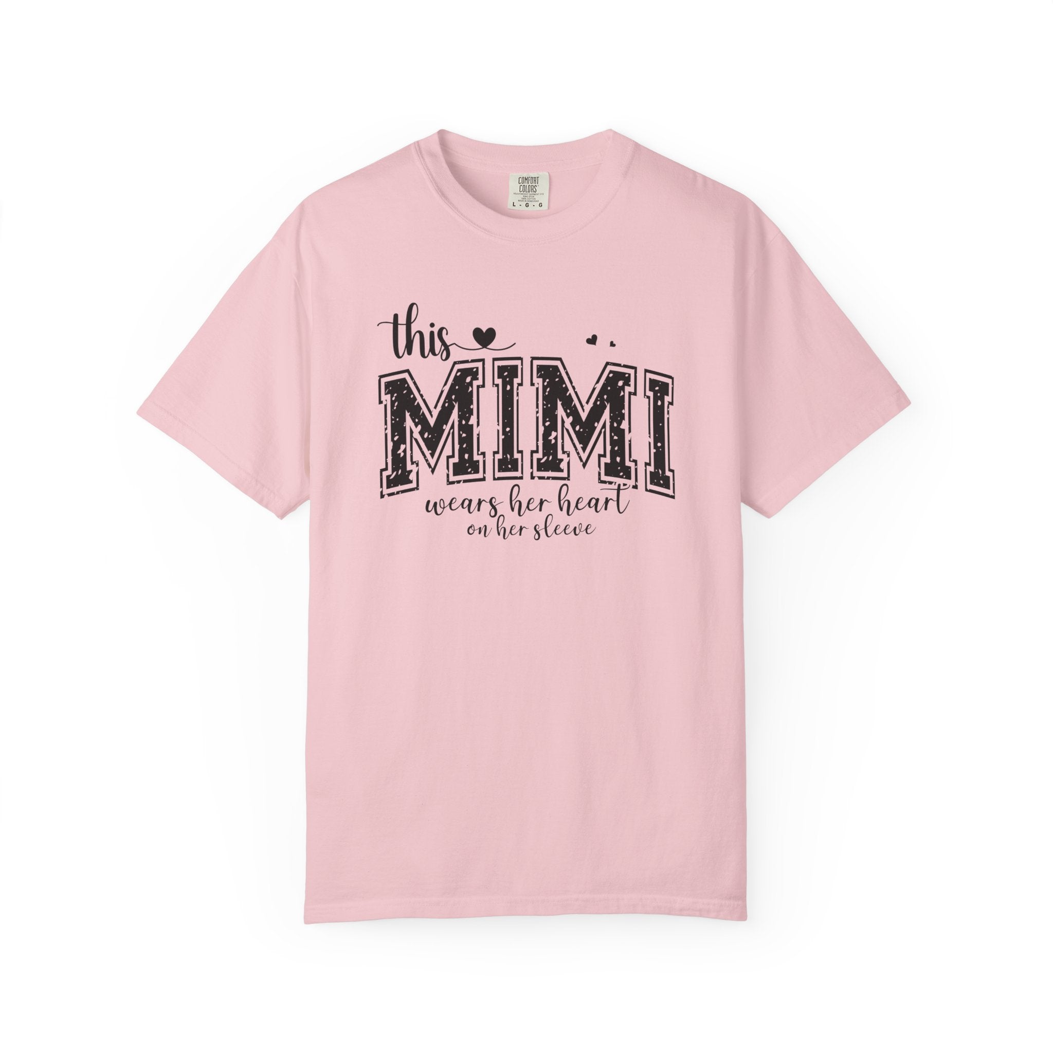 This Mimi T-Shirt — "This MIMI Wears Her Heart on Her Sleeve" Grandmother Gift Tee