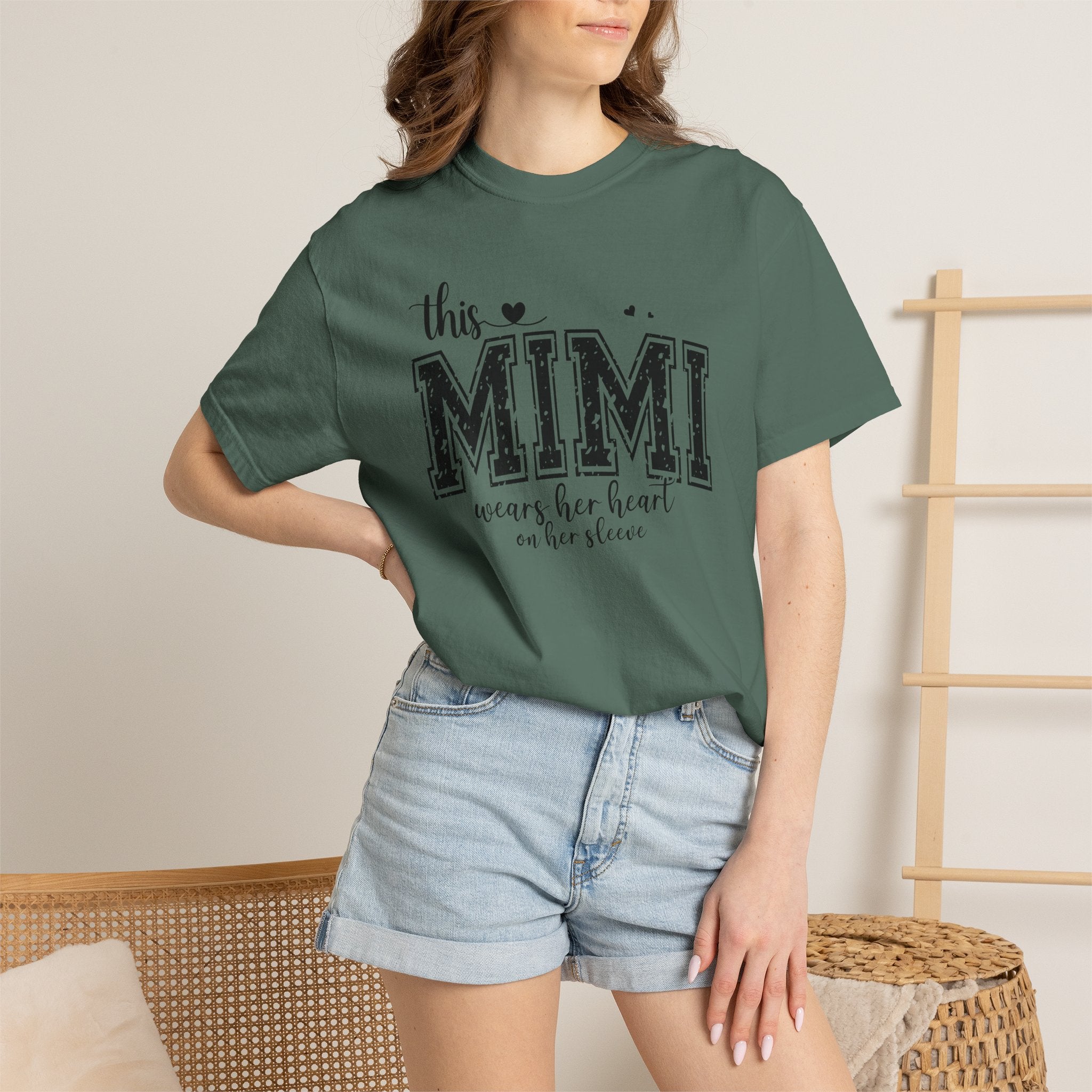 This Mimi T-Shirt — "This MIMI Wears Her Heart on Her Sleeve" Grandmother Gift Tee