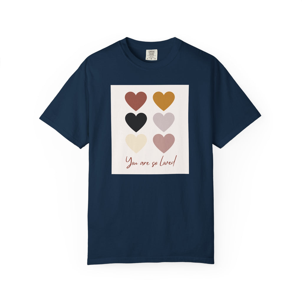 Heart Grid T‑Shirt — “You Are So Loved” Casual Graphic Tee