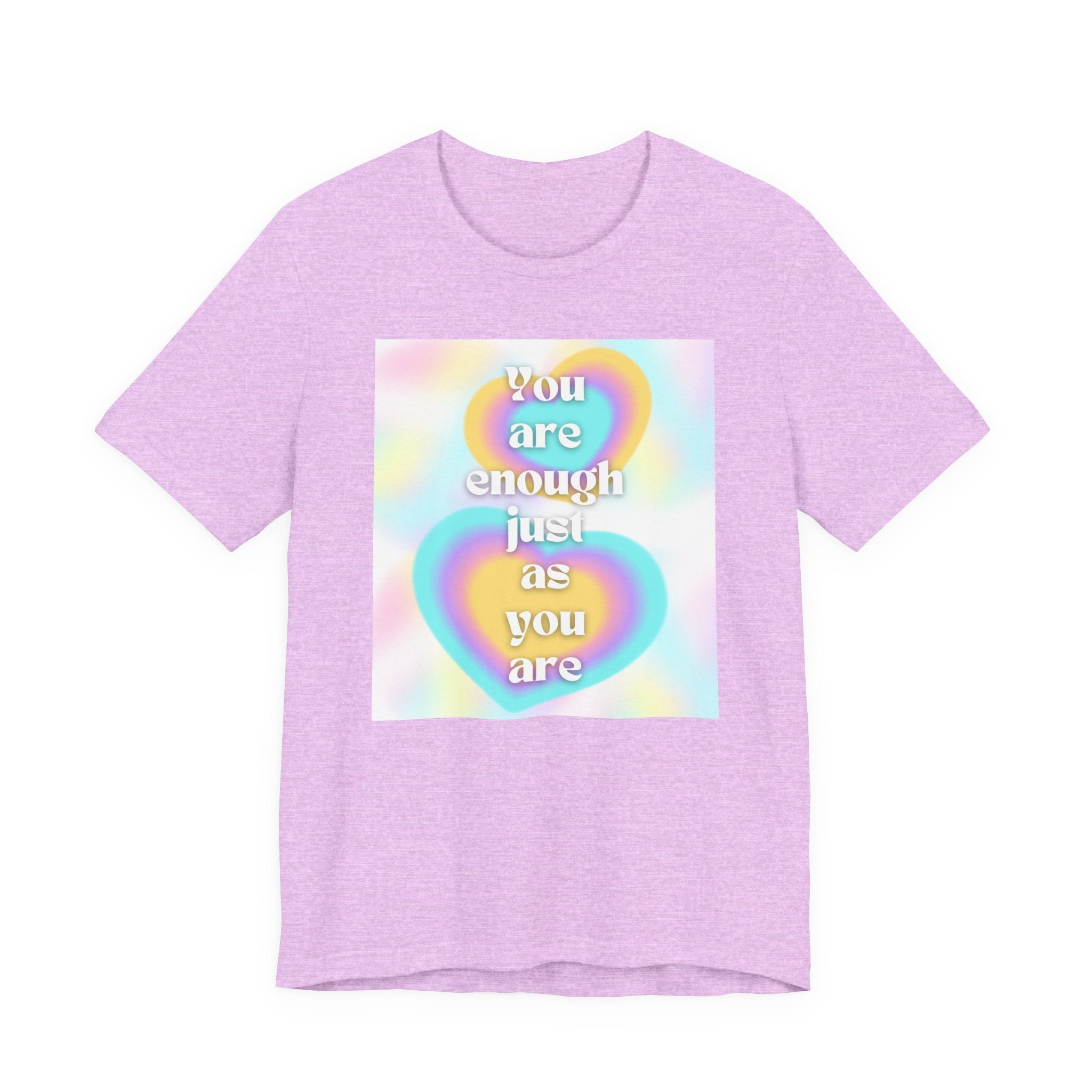 You Are Enough Pastel Heart Tee — Affirmation Graphic T-Shirt