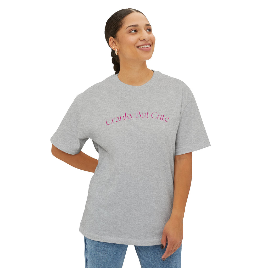 Cranky But Cute co. Tee | Boxy White T-Shirt, Minimal Script