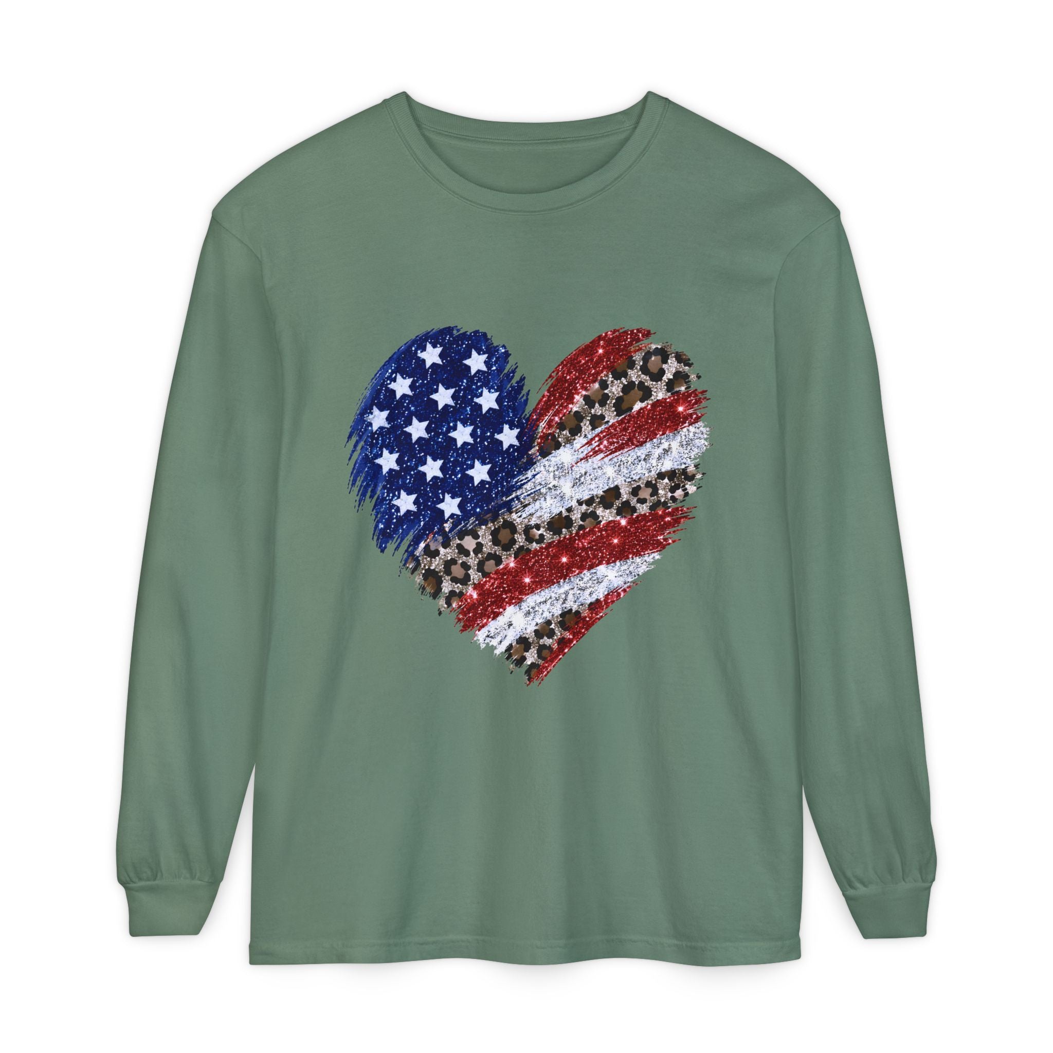 American Leopard Heart Long Sleeve Tee