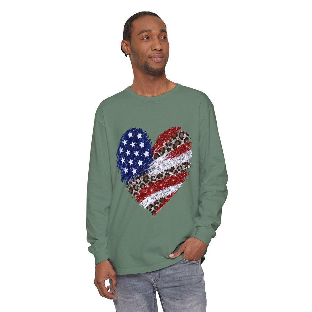 American Leopard Heart Long Sleeve Tee
