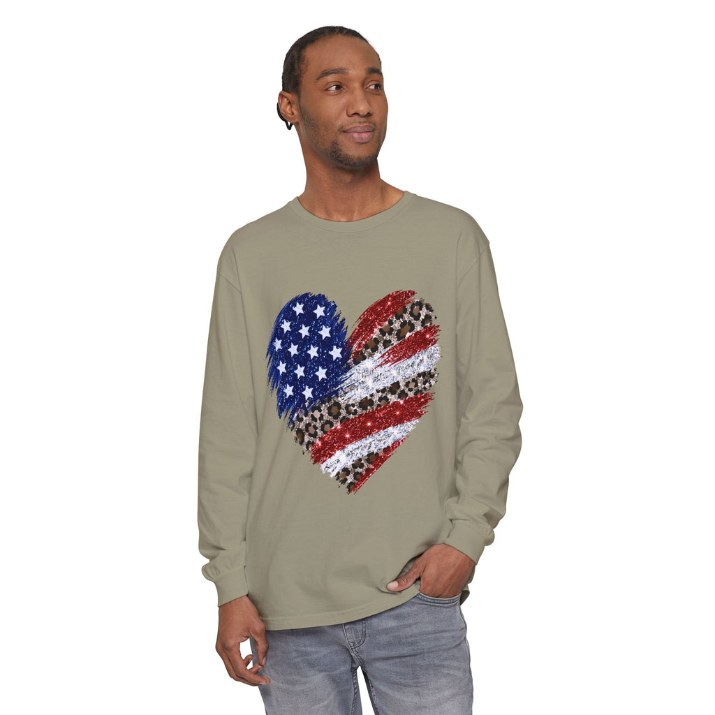 American Leopard Heart Long Sleeve Tee