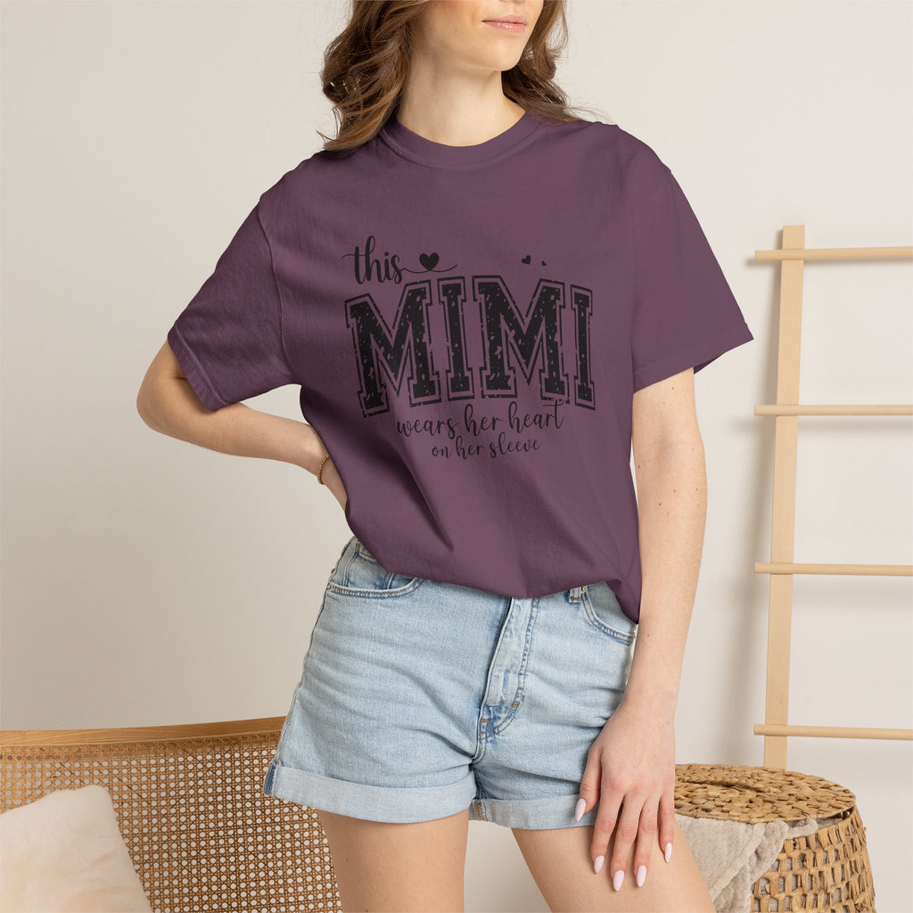 This Mimi T-Shirt — "This MIMI Wears Her Heart on Her Sleeve" Grandmother Gift Tee