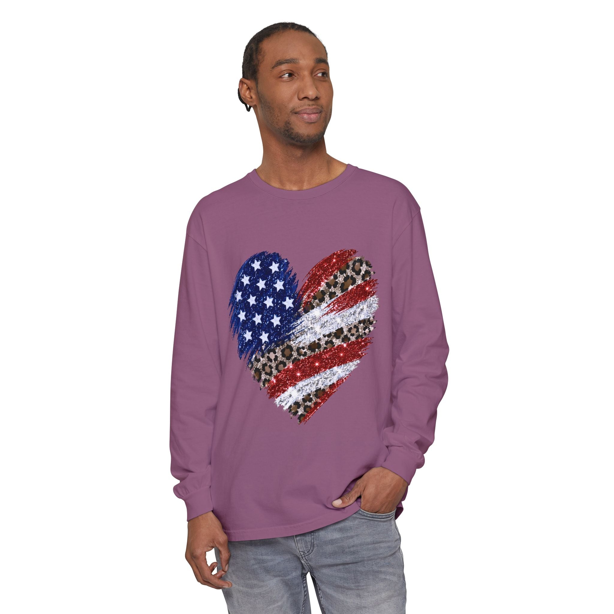 American Leopard Heart Long Sleeve Tee