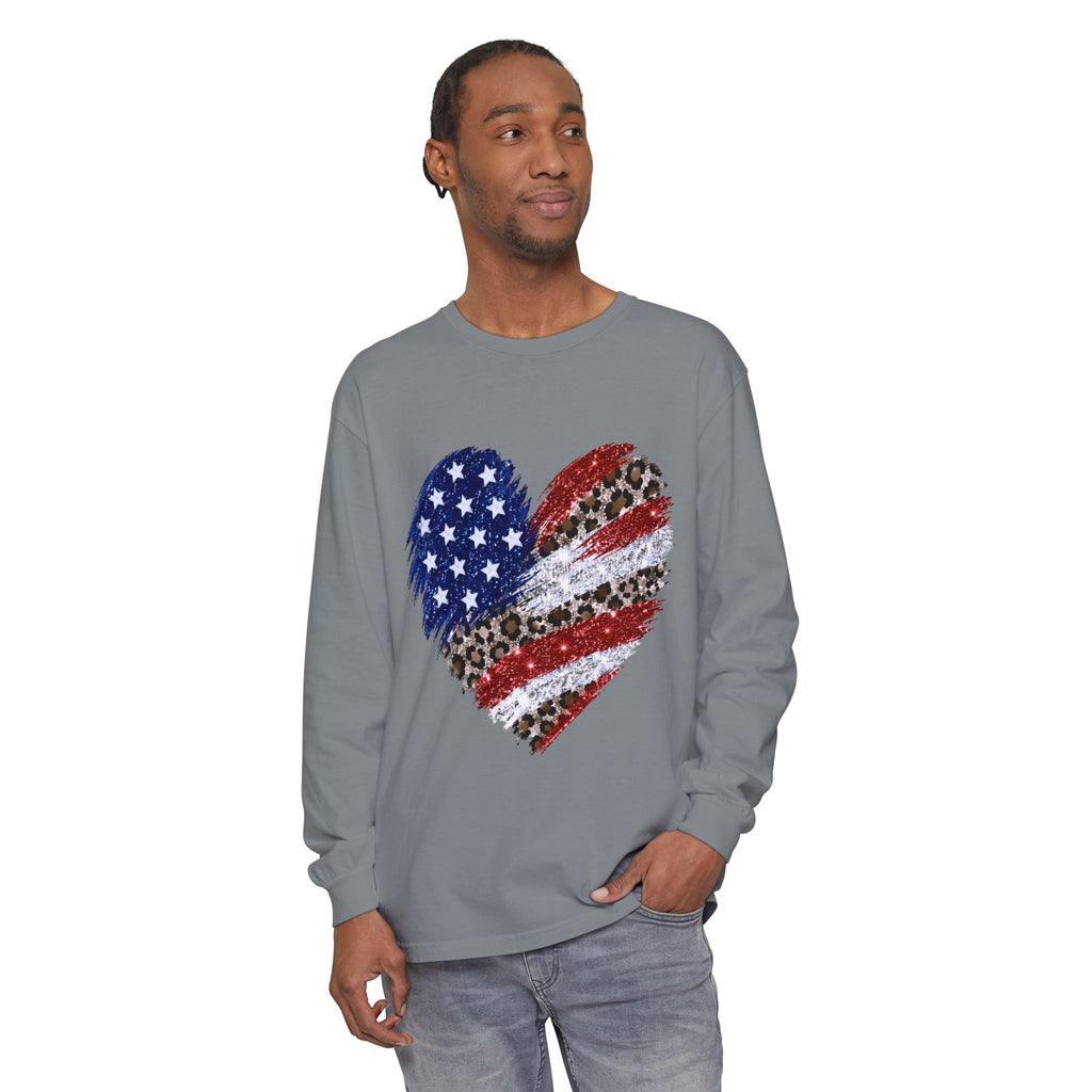 American Leopard Heart Long Sleeve Tee