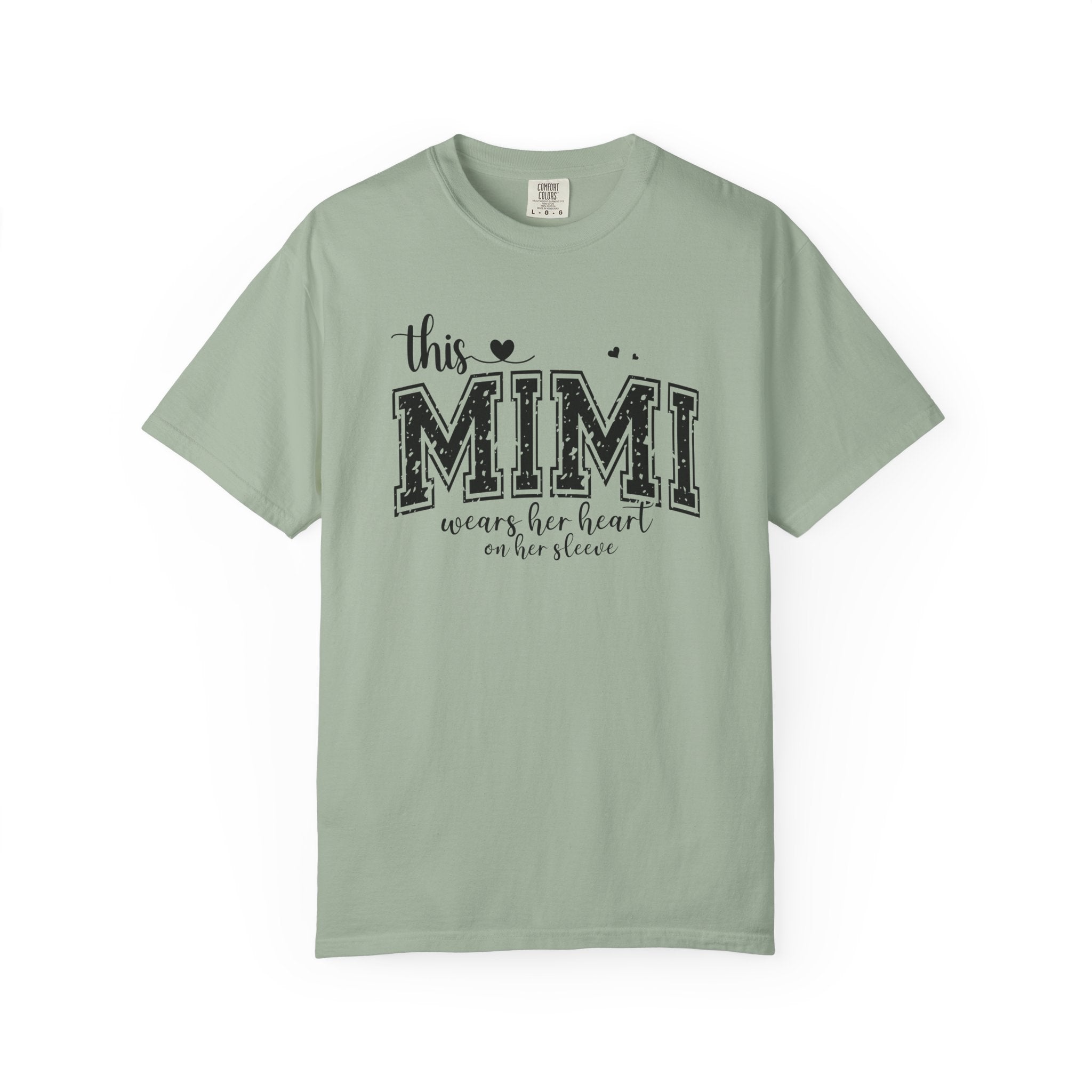 This Mimi T-Shirt — "This MIMI Wears Her Heart on Her Sleeve" Grandmother Gift Tee