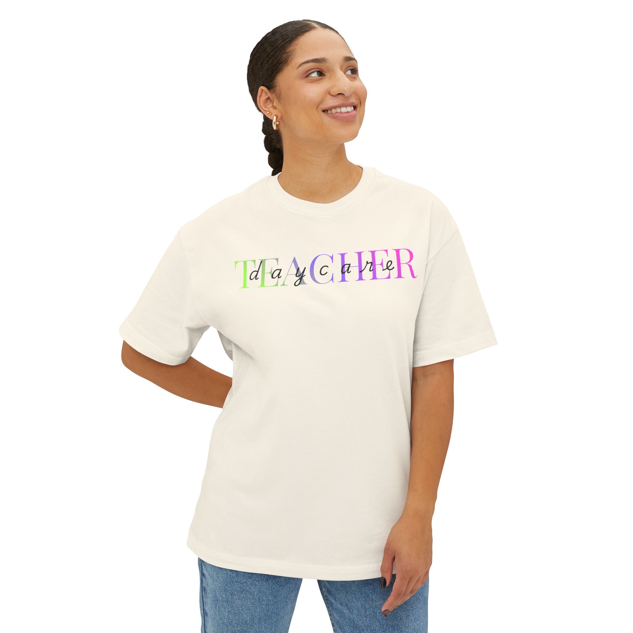 Teacher Rainbow Script Tee | Pastel Gradient School Staff Shirt