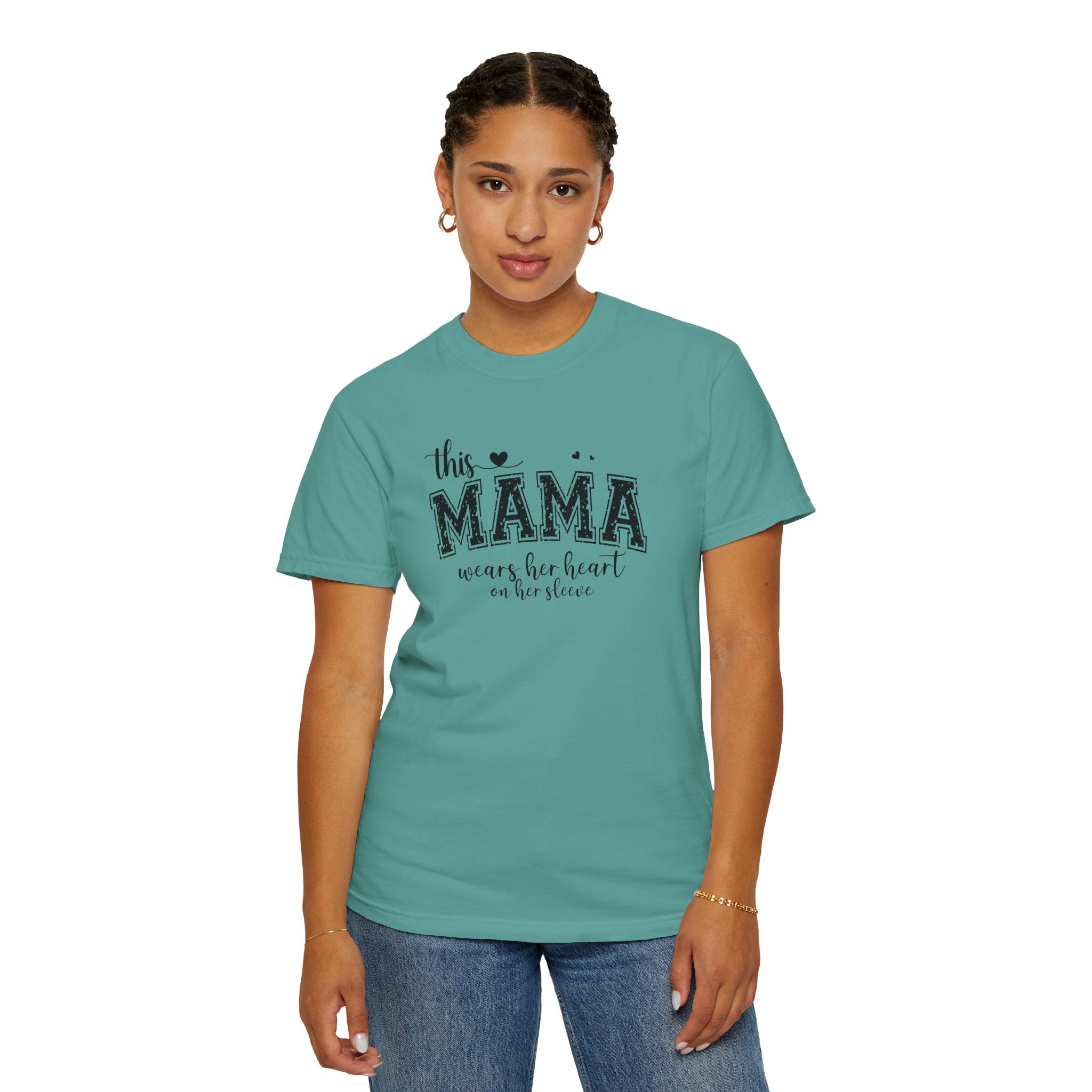 Mama T-Shirt - "This Mama Wears Her Heart on Her Sleeve" Mother's Day Tee