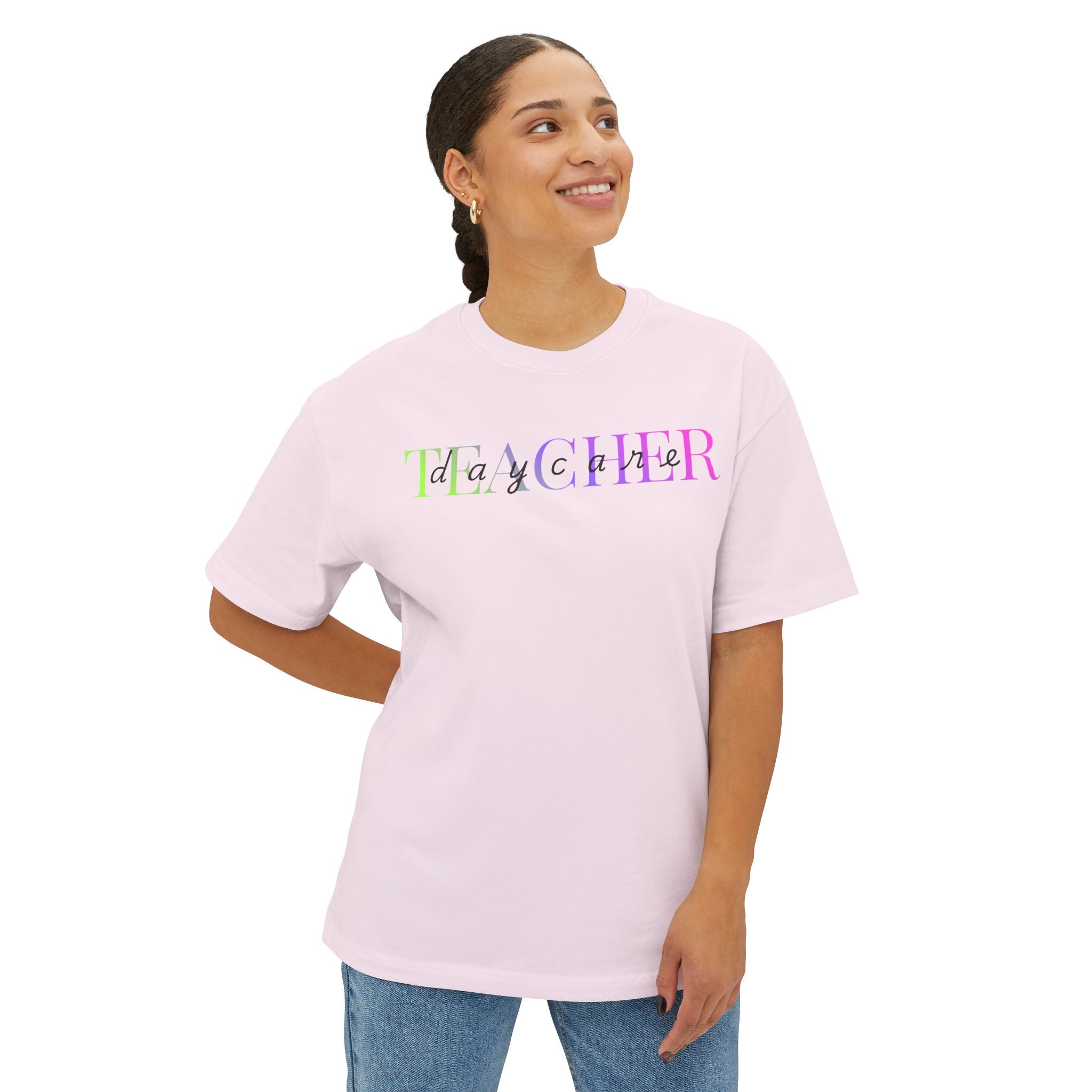 Teacher Rainbow Script Tee | Pastel Gradient School Staff Shirt