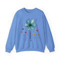 Floral Breeze Crewneck Sweatshirt — Teal Lily & Wildflower Design