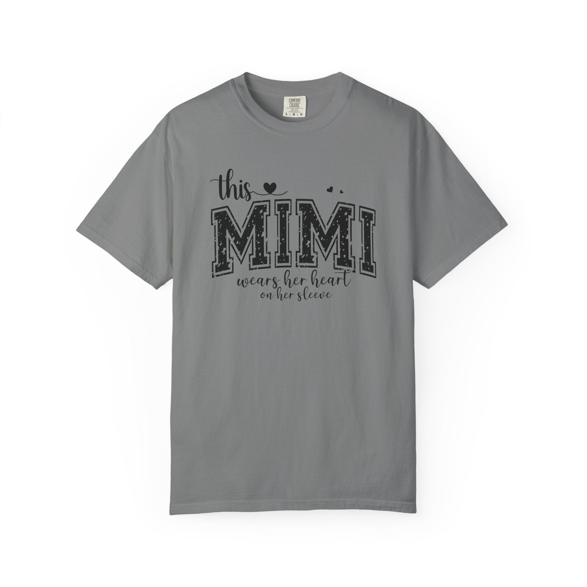 This Mimi T-Shirt — "This MIMI Wears Her Heart on Her Sleeve" Grandmother Gift Tee