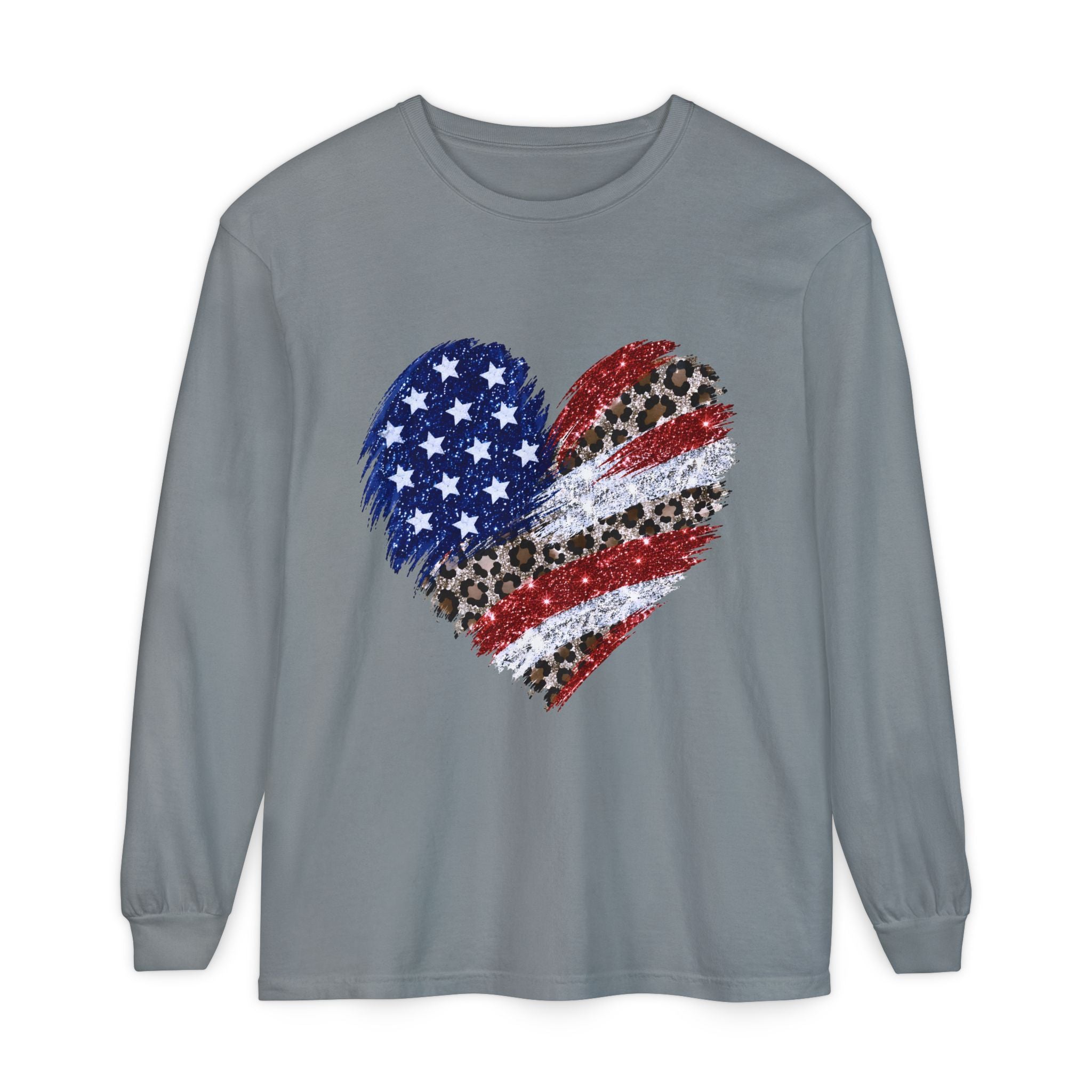 American Leopard Heart Long Sleeve Tee