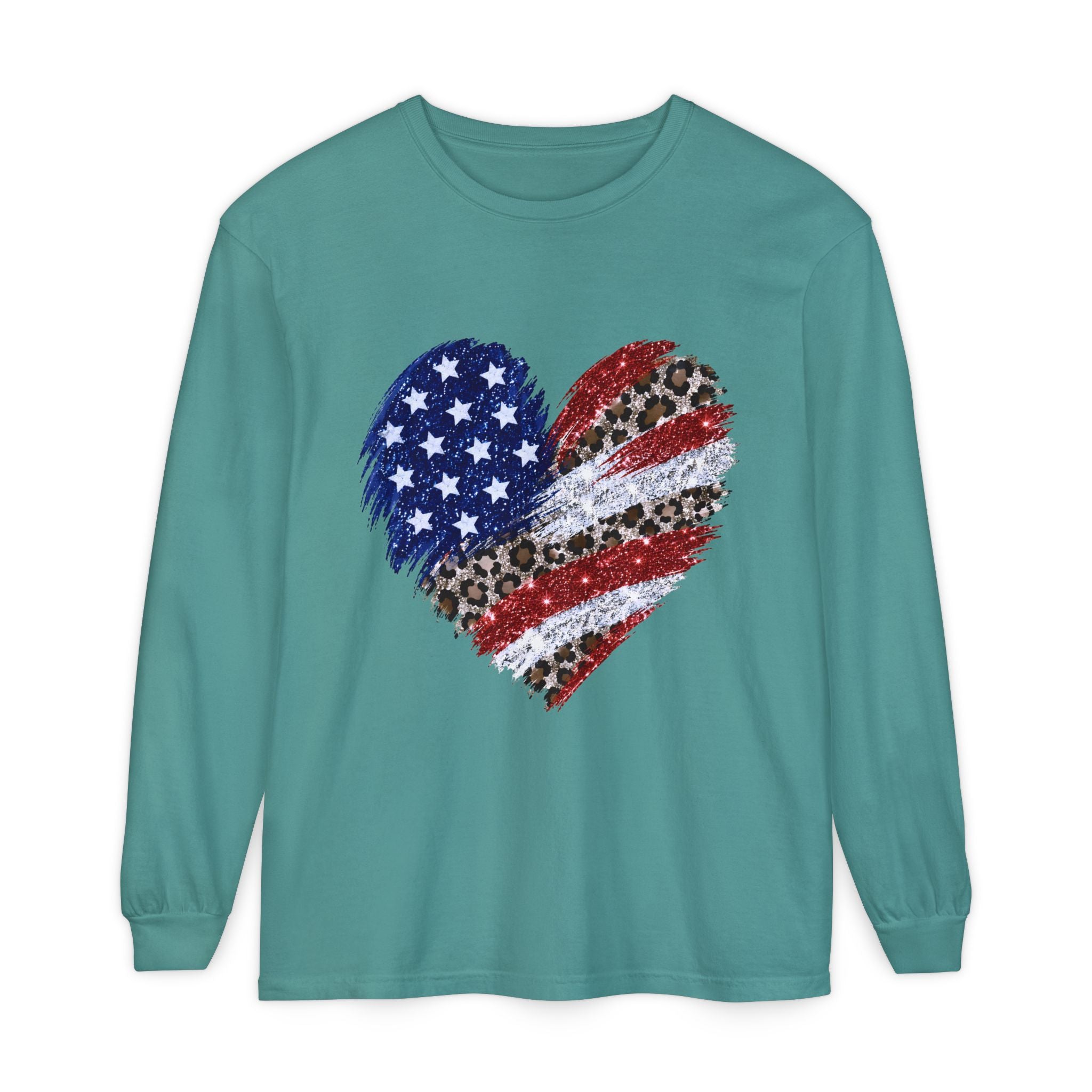 American Leopard Heart Long Sleeve Tee