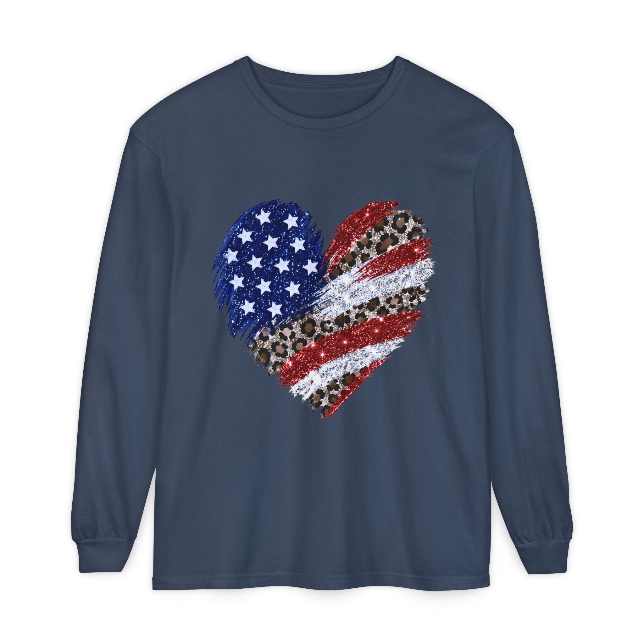 American Leopard Heart Long Sleeve Tee